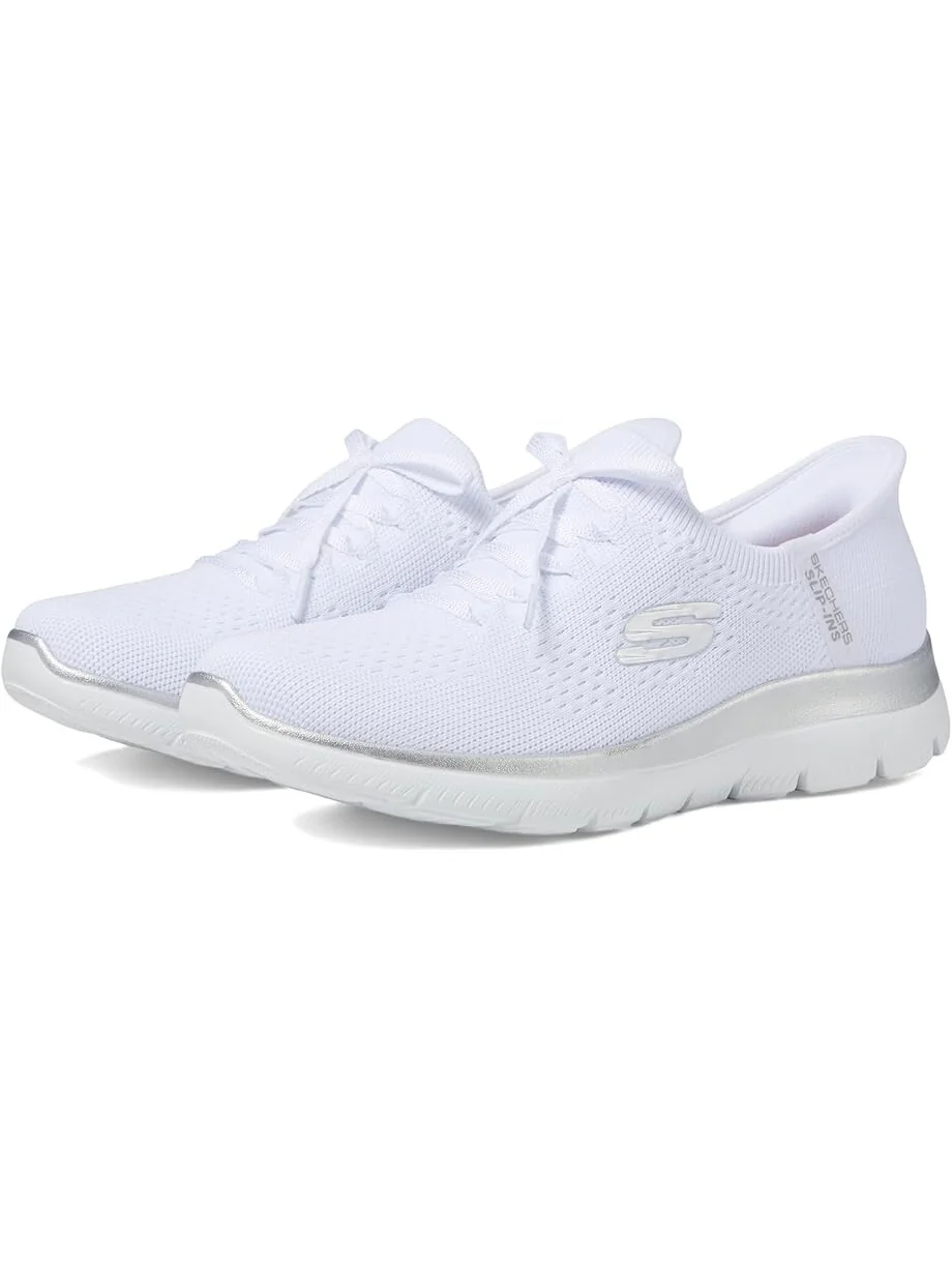 Кроссовки SKECHERS Summits Night Chic Hands Free Slip-Ins — изображение 1 из 4, белый/серебристый