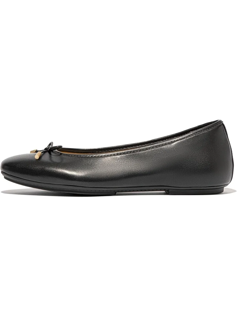 Туфли на плоской подошве FitFlop Delicato Bow Soft Leather Ballerinas — изображение 4 из 4, черный