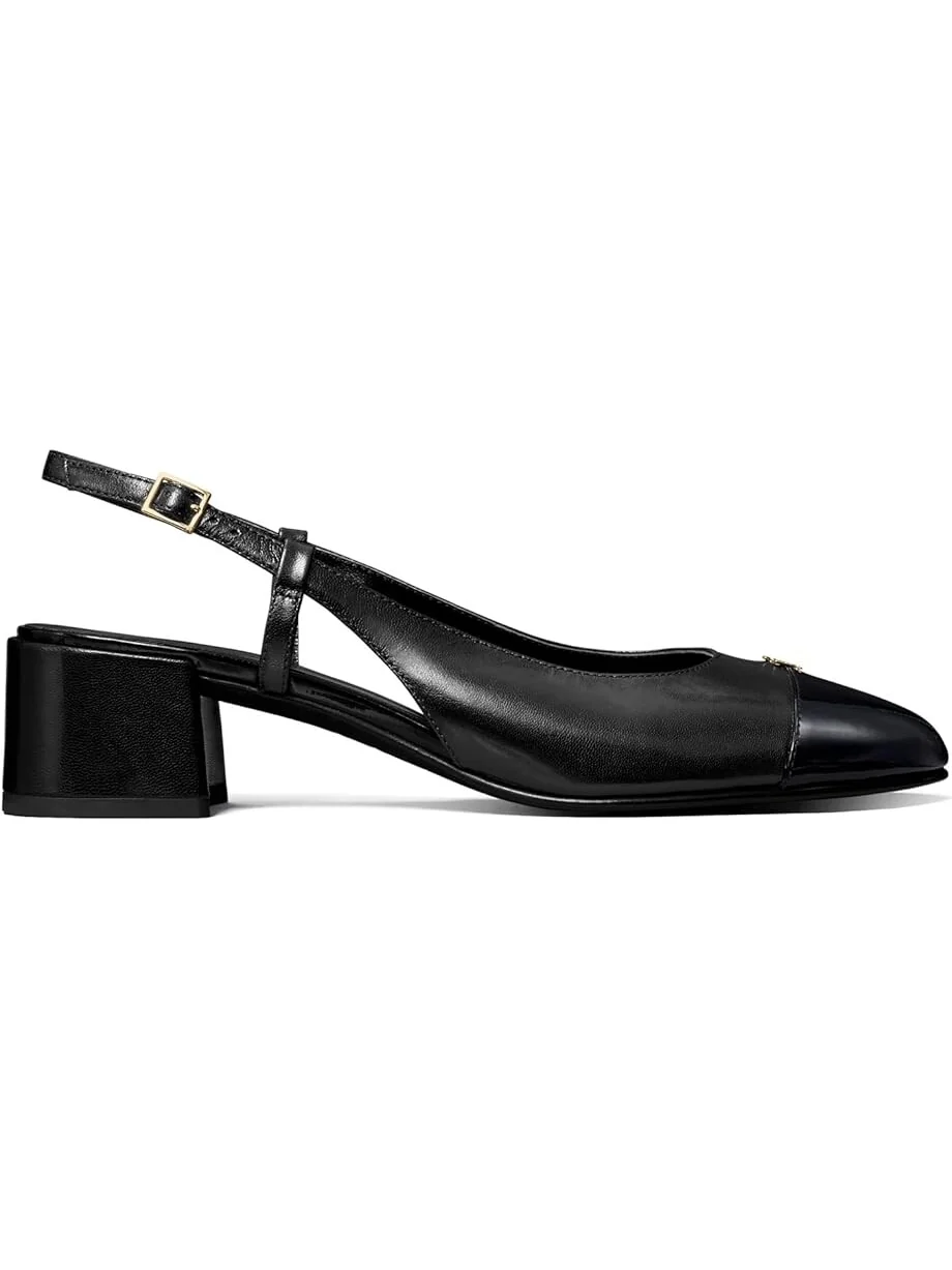 Туфли Tory Burch Cap-Toe Slingback 45mm — изображение 3 из 4, черный/черный