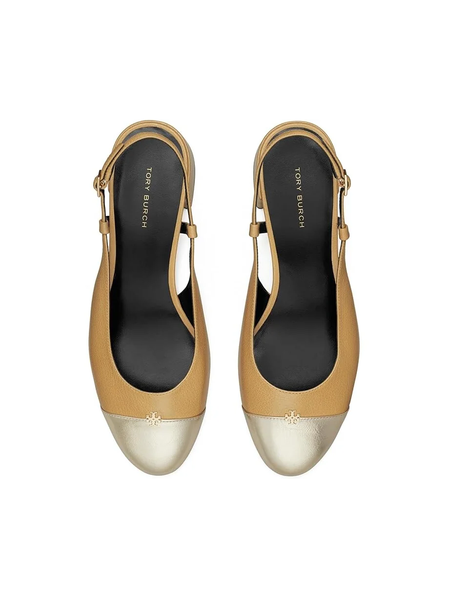 Туфли Tory Burch Cap-Toe Slingback 45mm — изображение 2 из 4, золотистый