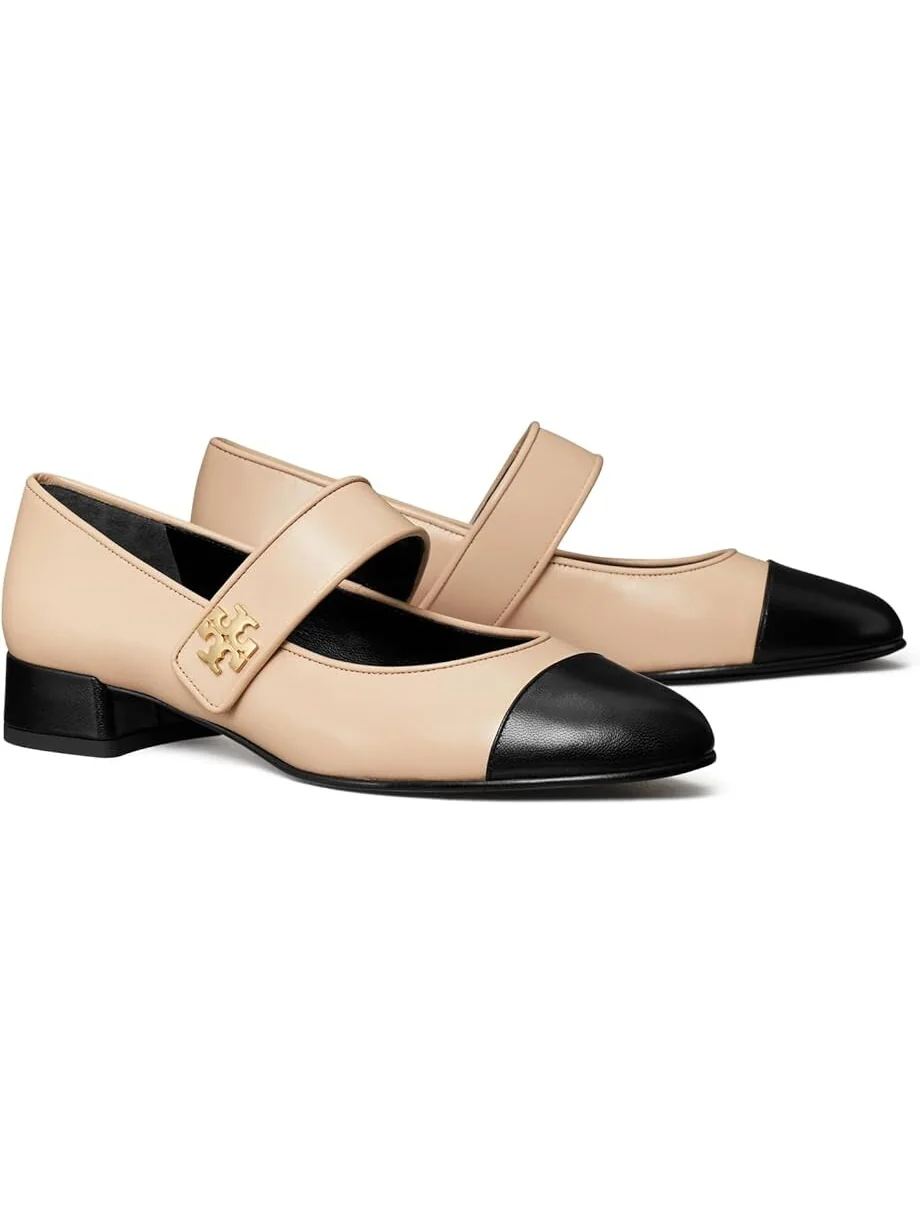 Туфли на плоской подошве Tory Burch Cap-Toe Mary Jane Heel Ballet 25mm — изображение 1 из 4, розовый розовый/черный