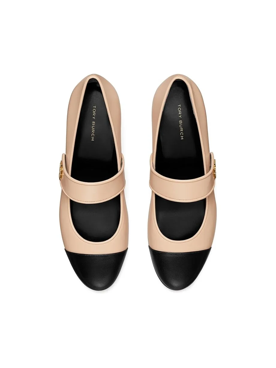 Туфли на плоской подошве Tory Burch Cap-Toe Mary Jane Heel Ballet 25mm — изображение 2 из 4, розовый розовый/черный
