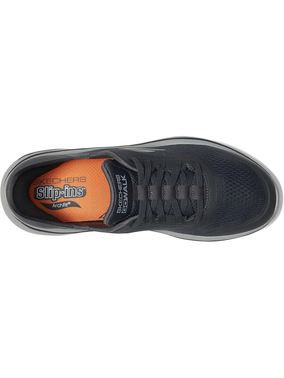 Кроссовки SKECHERS Hands Free Slip-Ins Go Walk Arch Fit 2.0 - Simplicity 2 — изображение 2 из 4, темно-серый/оранжевый