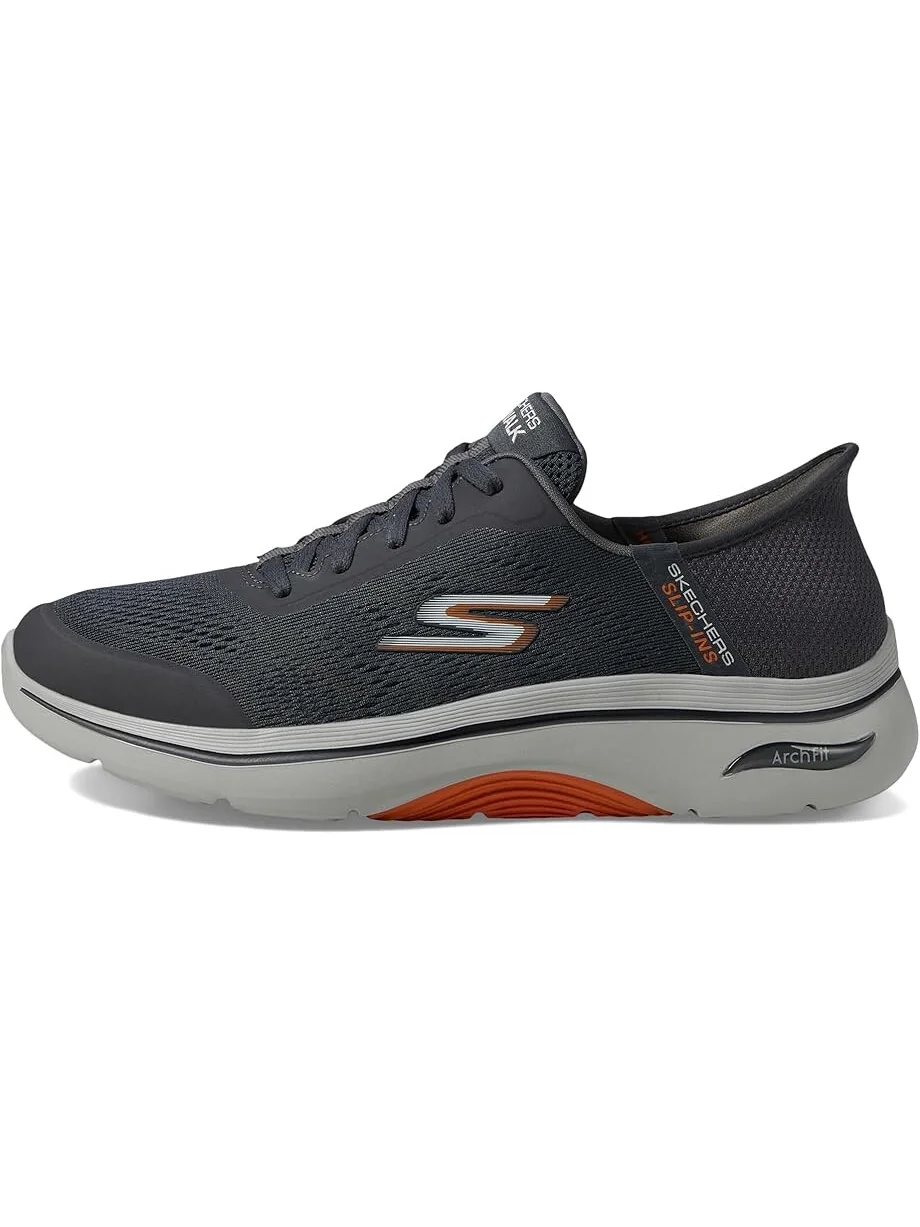 Кроссовки SKECHERS Hands Free Slip-Ins Go Walk Arch Fit 2.0 - Simplicity 2 — изображение 4 из 4, темно-серый/оранжевый