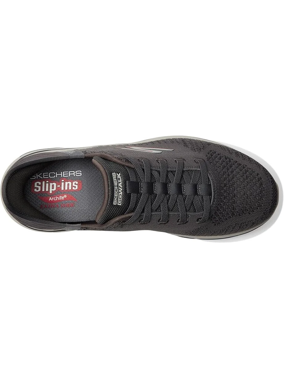 Кроссовки SKECHERS Go Walk Arch Fit 2.0 - Grand Hands Free Slip-Ins — изображение 2 из 4, темно-серый/красный