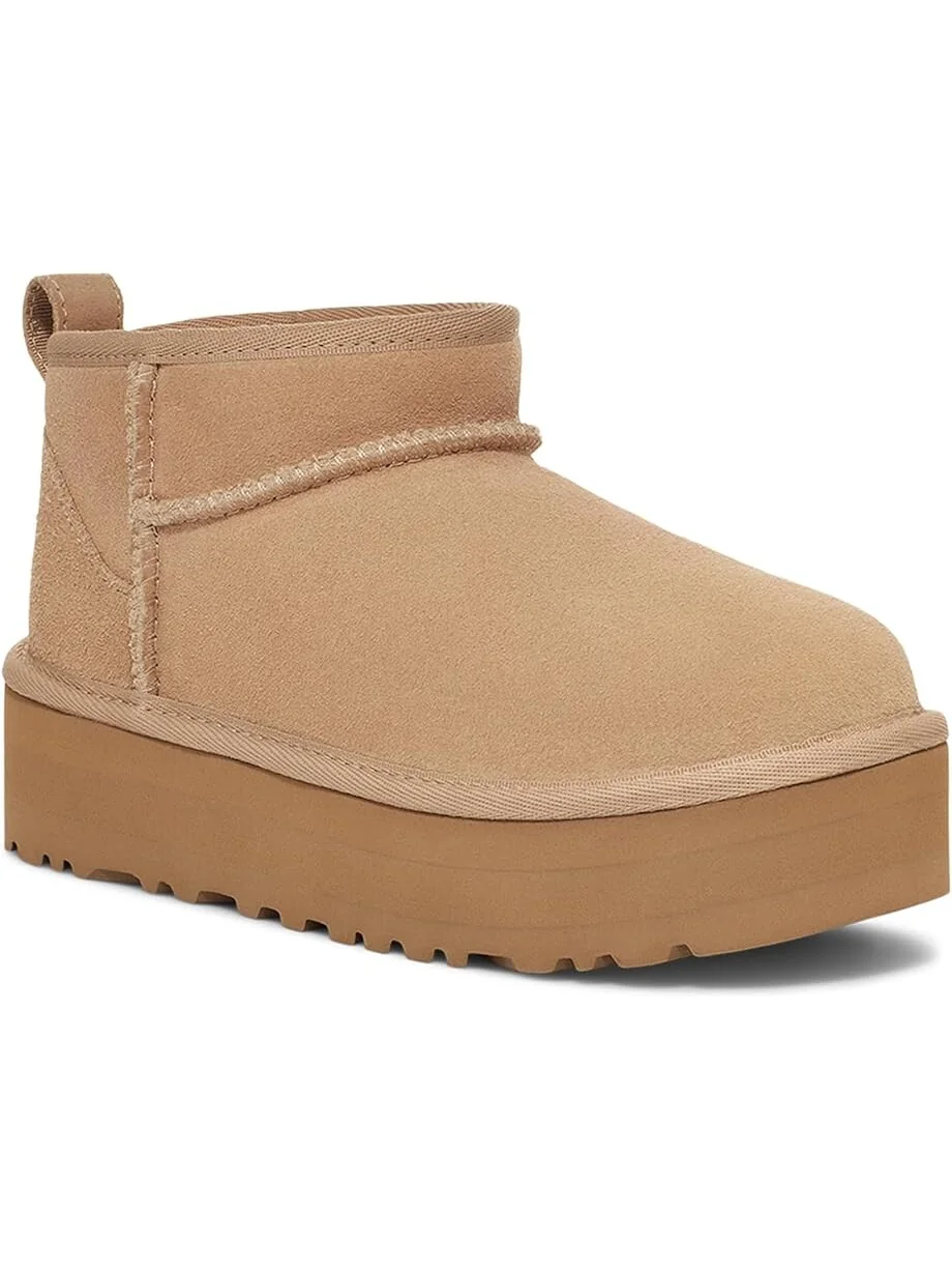 Ботинки UGG Kids Classic Ultra Mini Platform (Little Kid/Big Kid) — изображение 1 из 4, песочный
