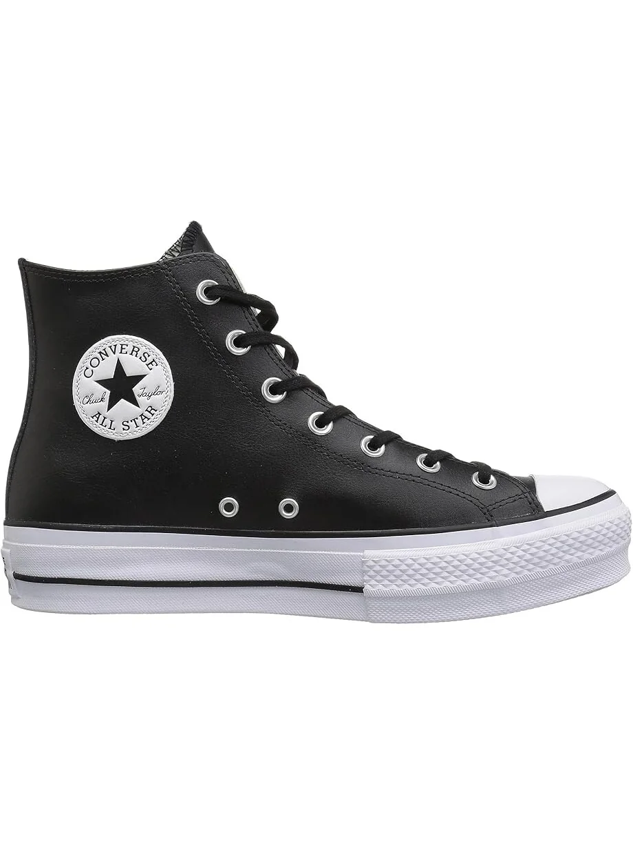 Кроссовки Converse Chuck Taylor All Star High Top Platform Leather Sneaker — изображение 6 из 7, черный/черный/белый