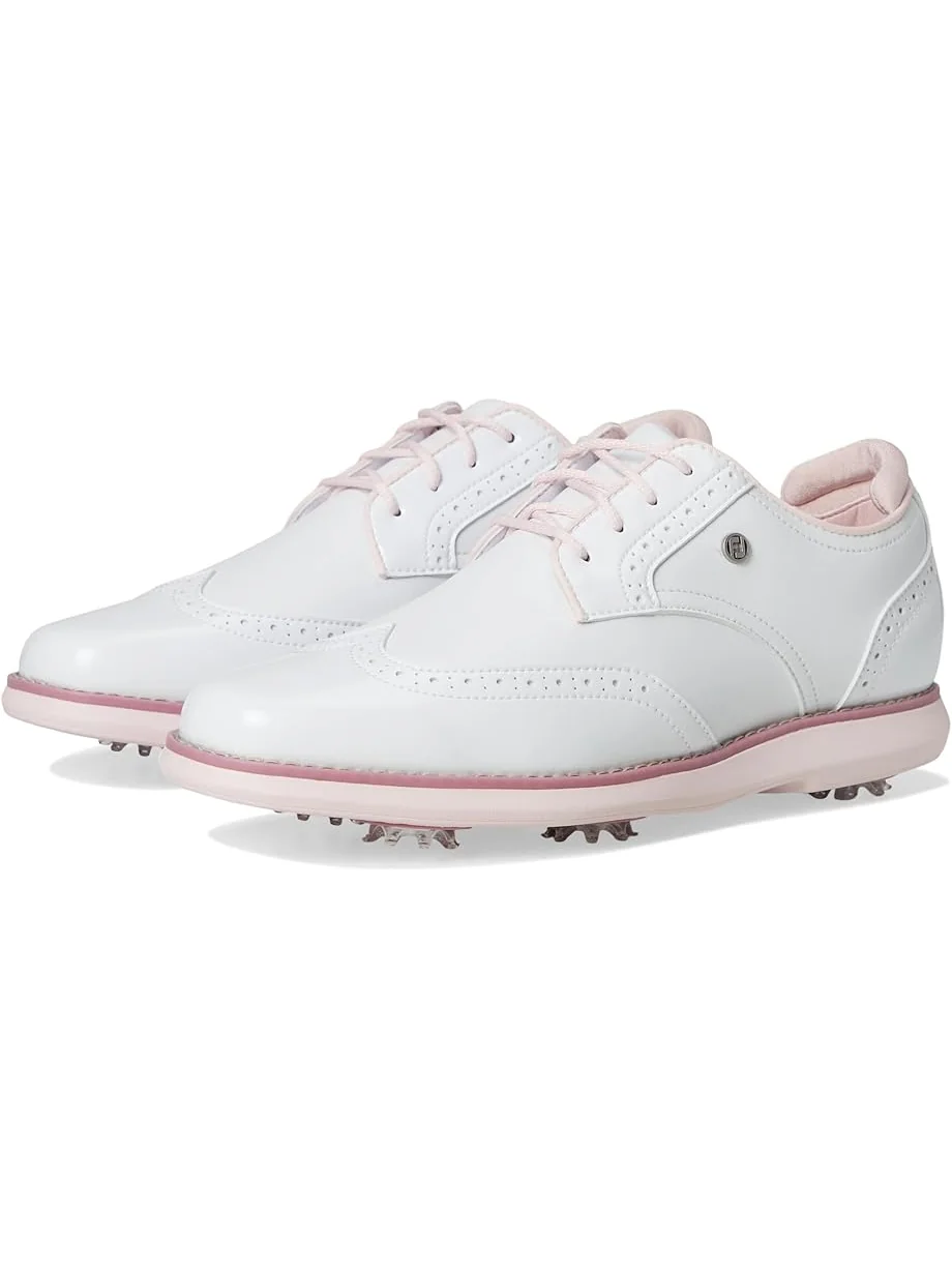 Кроссовки FootJoy Traditions Shield Tip Golf Shoes — изображение 1 из 7, белый/белый/розовый