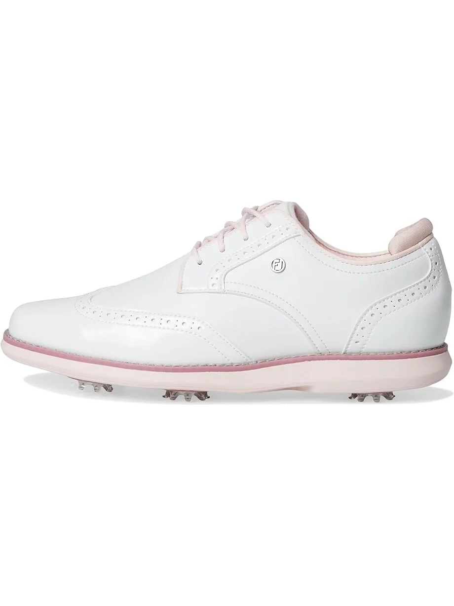Кроссовки FootJoy Traditions Shield Tip Golf Shoes — изображение 4 из 7, белый/белый/розовый