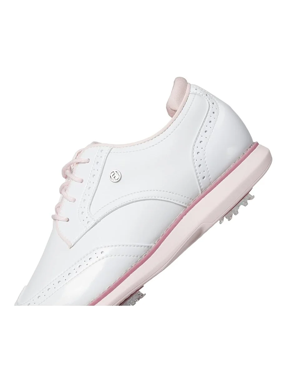 Кроссовки FootJoy Traditions Shield Tip Golf Shoes — изображение 6 из 7, белый/белый/розовый