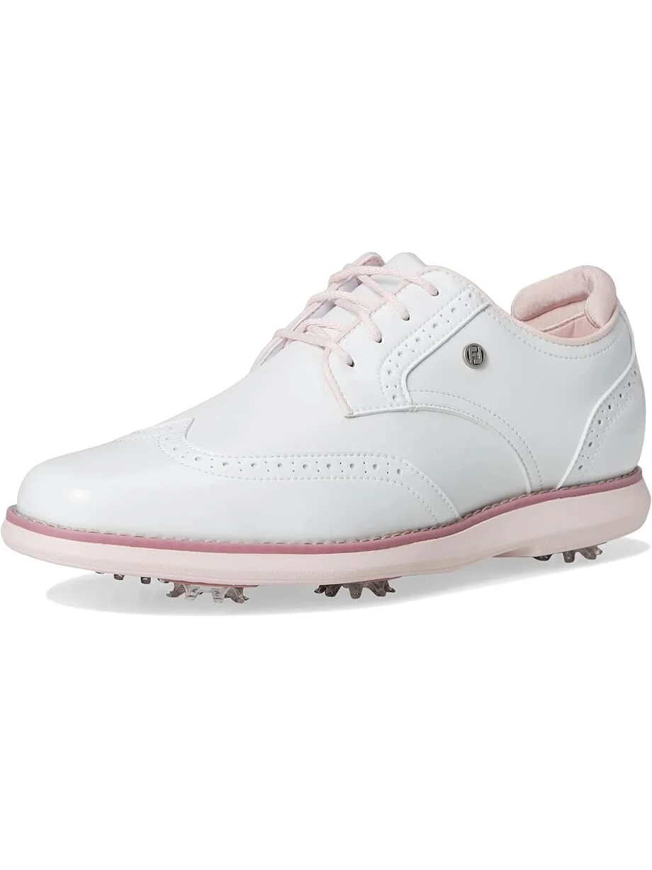 Кроссовки FootJoy Traditions Shield Tip Golf Shoes — изображение 7 из 7, белый/белый/розовый