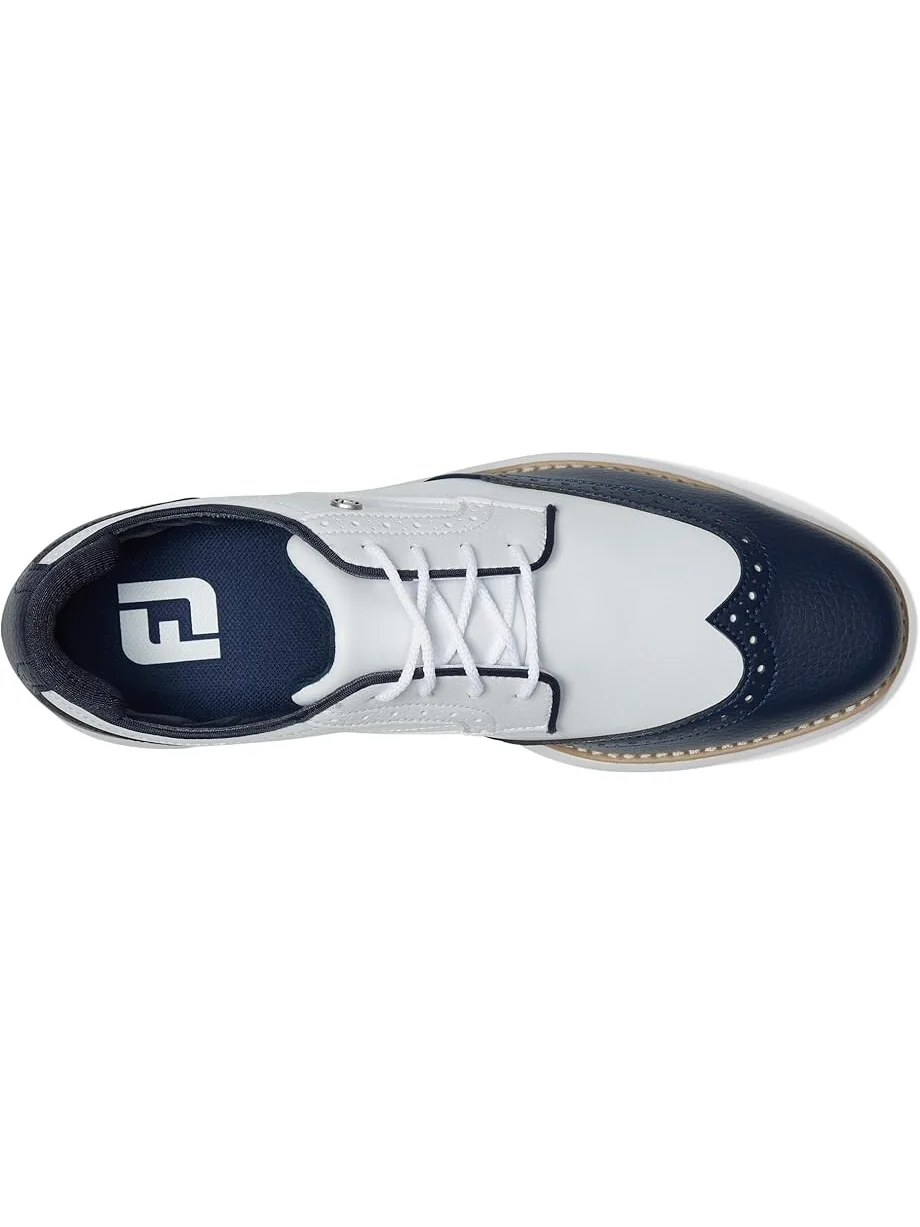 Кроссовки FootJoy Traditions Shield Tip Golf Shoes — изображение 2 из 7, белый/темно-синий/белый