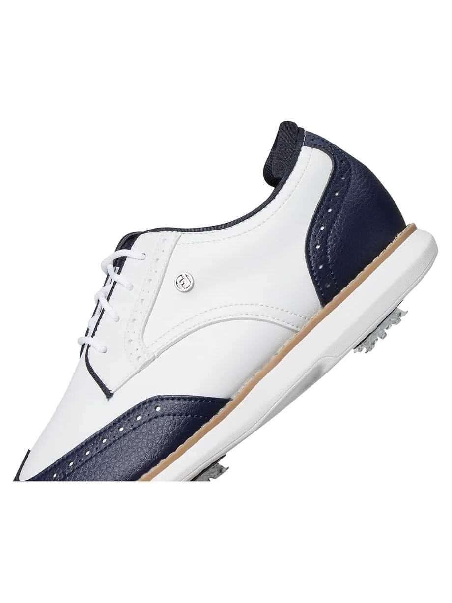 Кроссовки FootJoy Traditions Shield Tip Golf Shoes — изображение 6 из 7, белый/темно-синий/белый