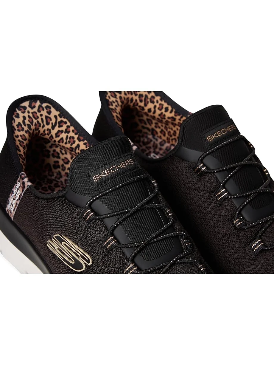 Кроссовки SKECHERS Summits Leopard Chic Hands Free Slip-INS — изображение 6 из 7, черный мульти
