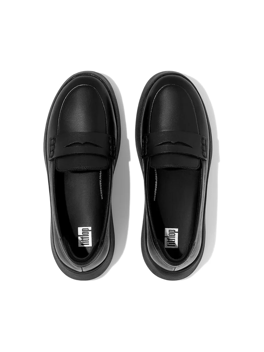 Лоферы FitFlop F-Mode Leather Flatform Penny Loafers — изображение 2 из 5, черный