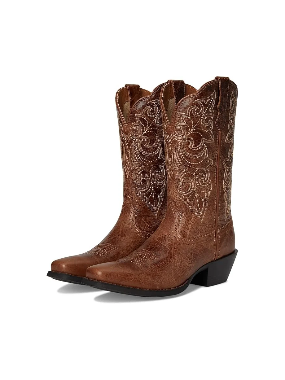 Сапоги женские Ariat Round Up Square Toe ковбойский — изображение 1 из 7, темно-коричневый