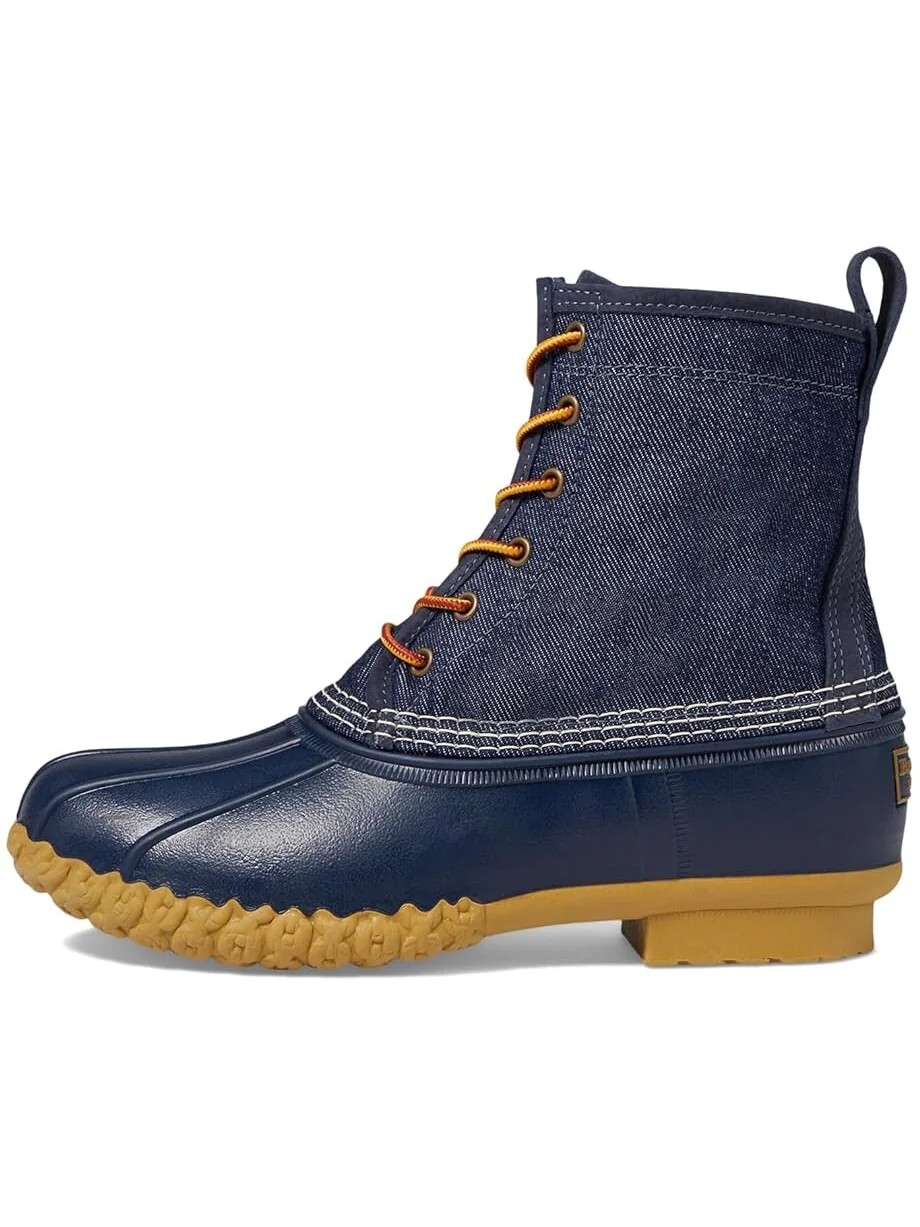 Ботинки Bean Boot 8" с верхом из денима и фланелевой подкладкой — изображение 4 из 6, классический темно-синий