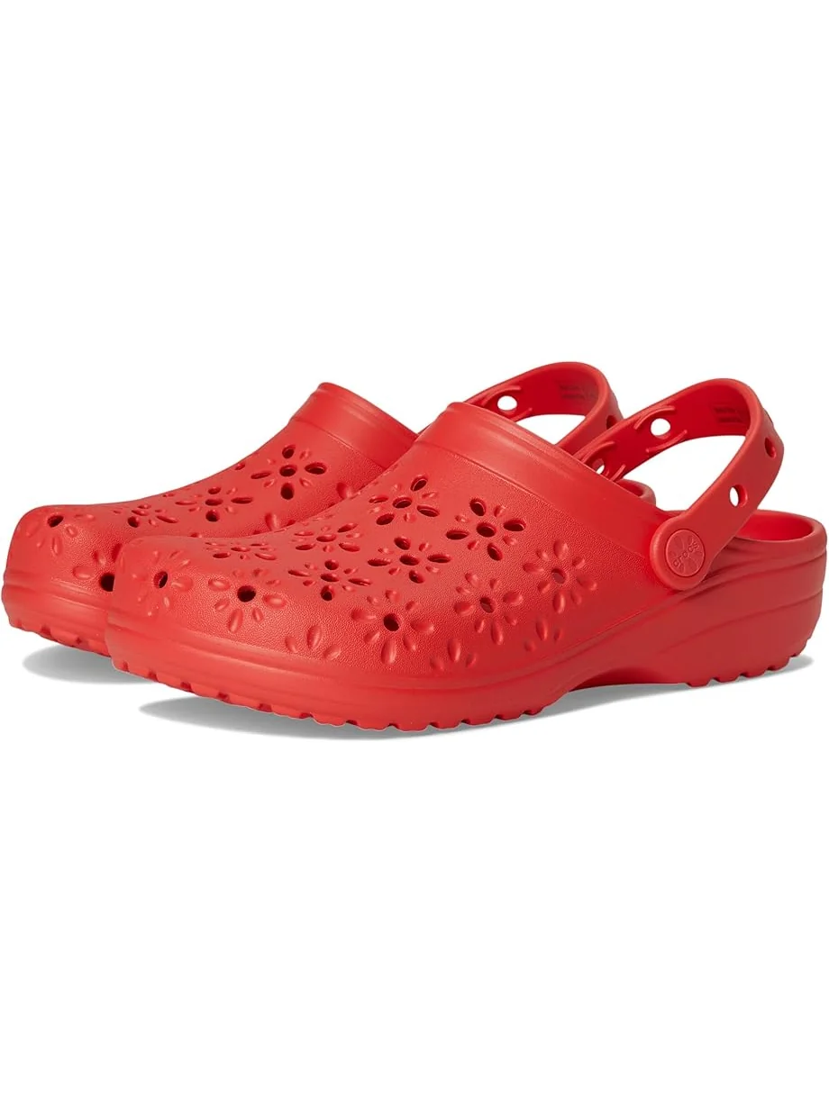 Сабо Unisex Crocs Classic Clogs with Floral Cut Out Design — изображение 1 из 7, красный