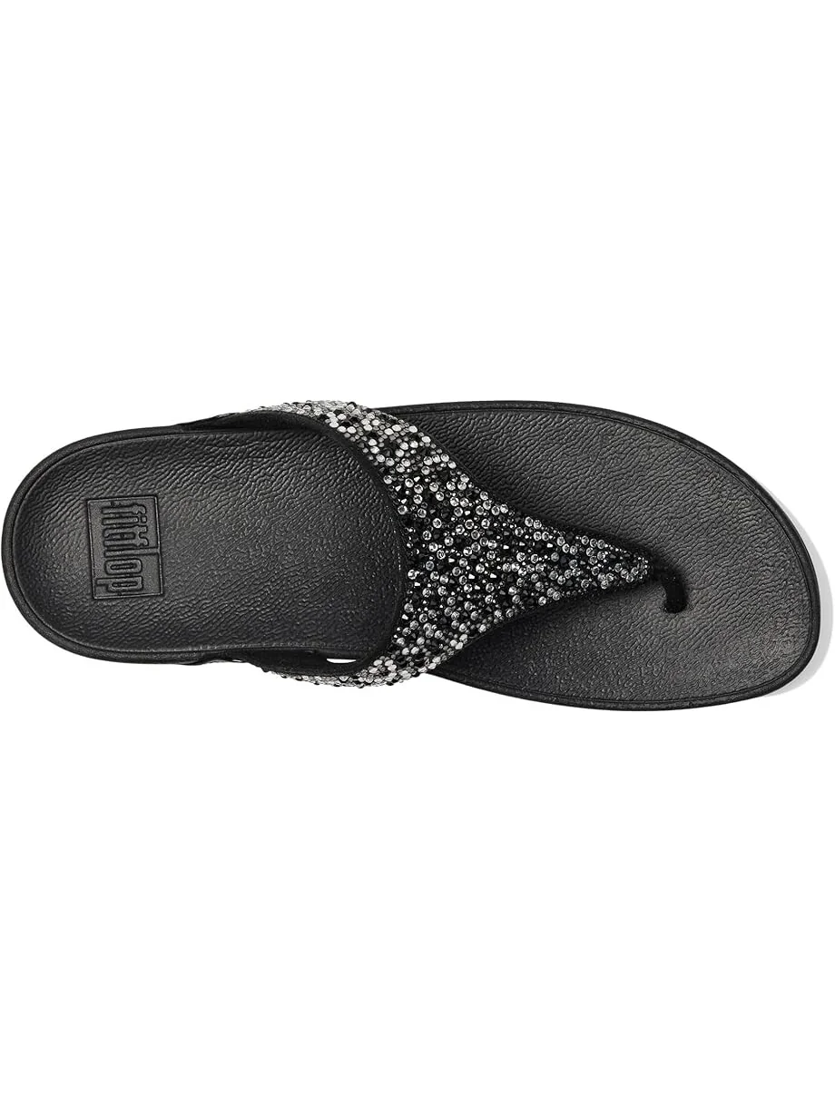 Сандалии FitFlop Lulu Crystal-Mix Toe-Post Sandals — изображение 2 из 7, черный