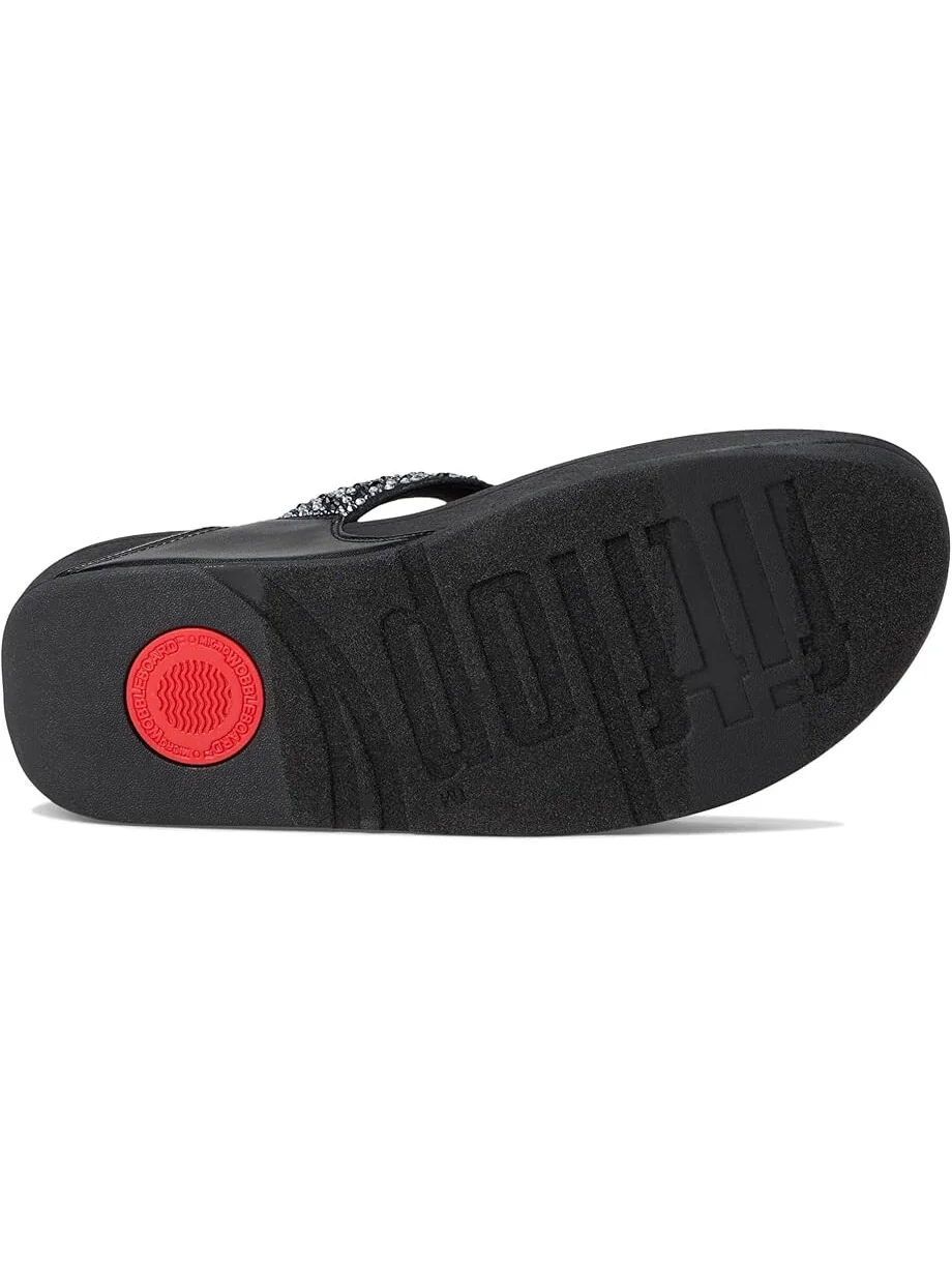 Сандалии FitFlop Lulu Crystal-Mix Toe-Post Sandals — изображение 3 из 7, черный