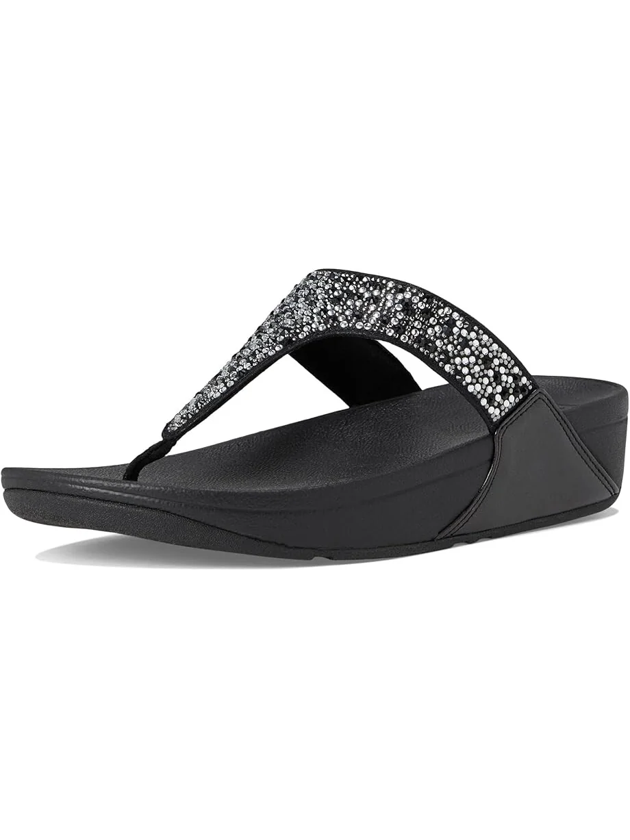Сандалии FitFlop Lulu Crystal-Mix Toe-Post Sandals — изображение 7 из 7, черный