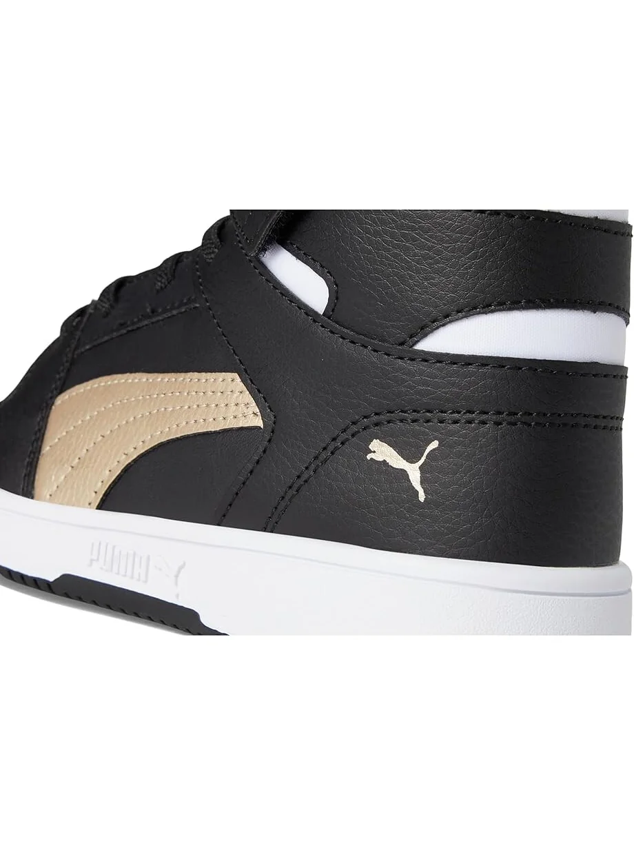 Кроссовки PUMA Kids Rebound Layup Mid Hook And Loop — изображение 6 из 7, черный/золотистый/белый