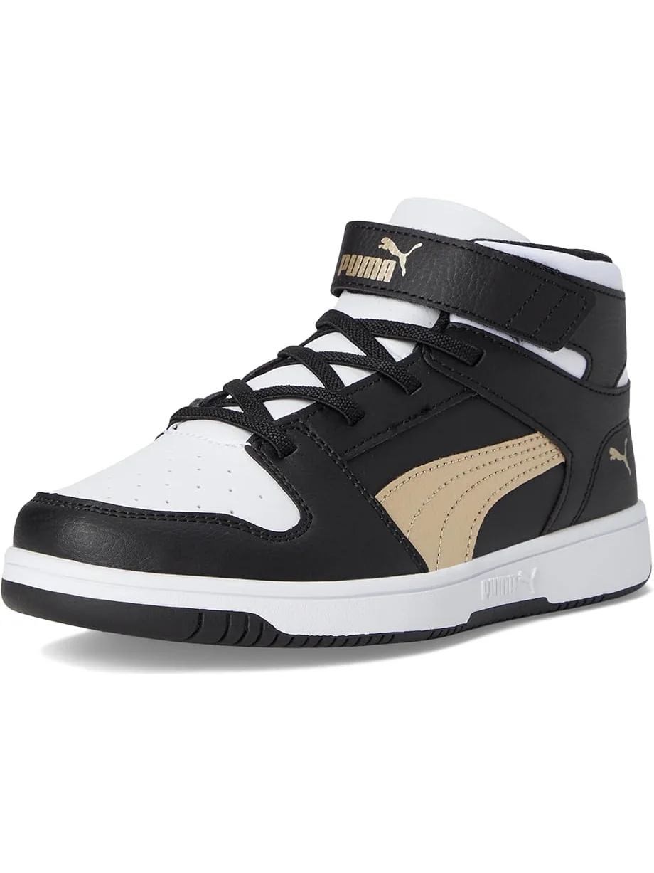 Кроссовки PUMA Kids Rebound Layup Mid Hook And Loop — изображение 7 из 7, черный/золотистый/белый