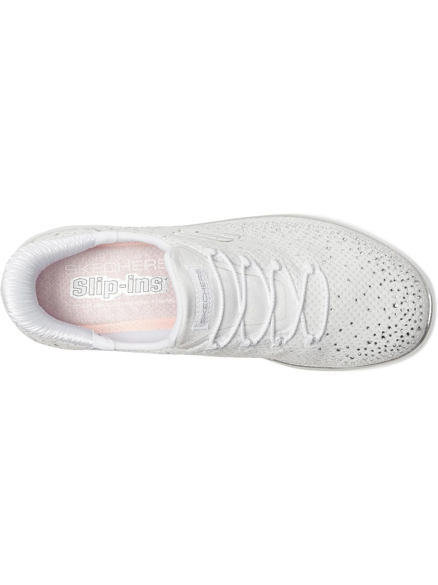 Кроссовки SKECHERS Summits Brilliant Shine Hands Free Slip-INS — изображение 2 из 7, белый серебристый