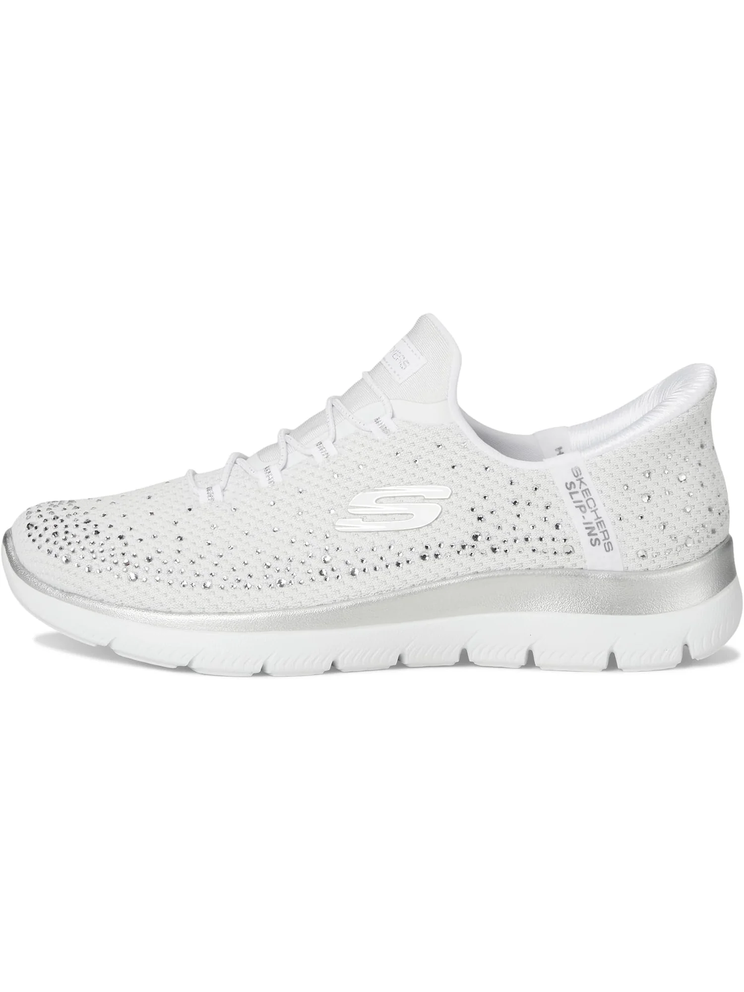 Кроссовки SKECHERS Summits Brilliant Shine Hands Free Slip-INS — изображение 4 из 7, белый серебристый