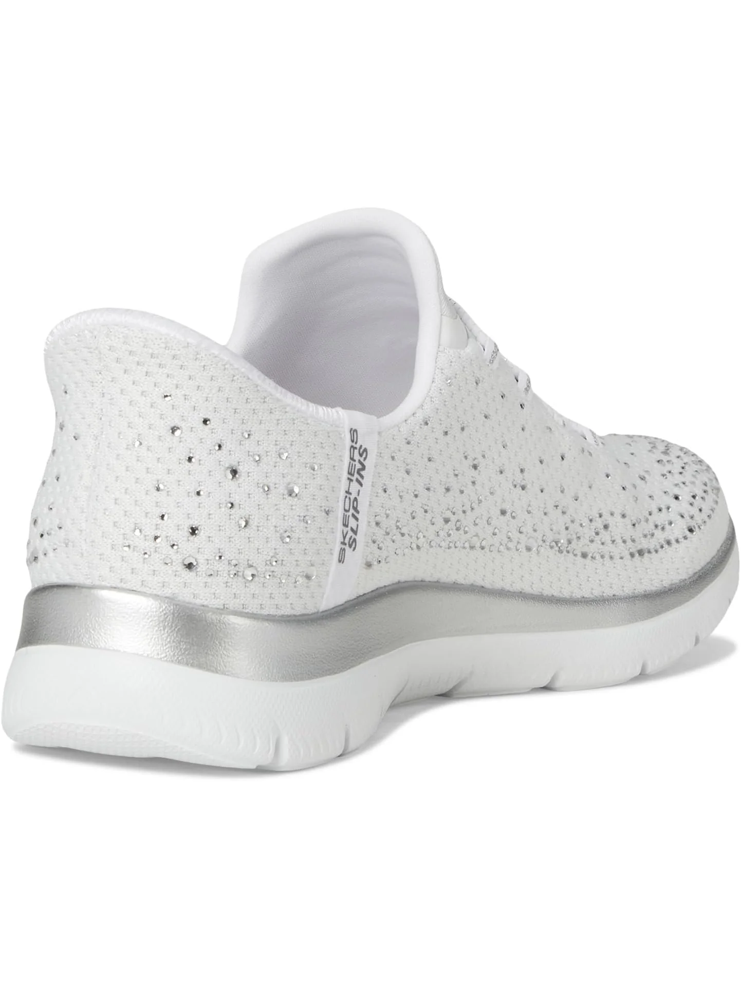 Кроссовки SKECHERS Summits Brilliant Shine Hands Free Slip-INS — изображение 5 из 7, белый серебристый