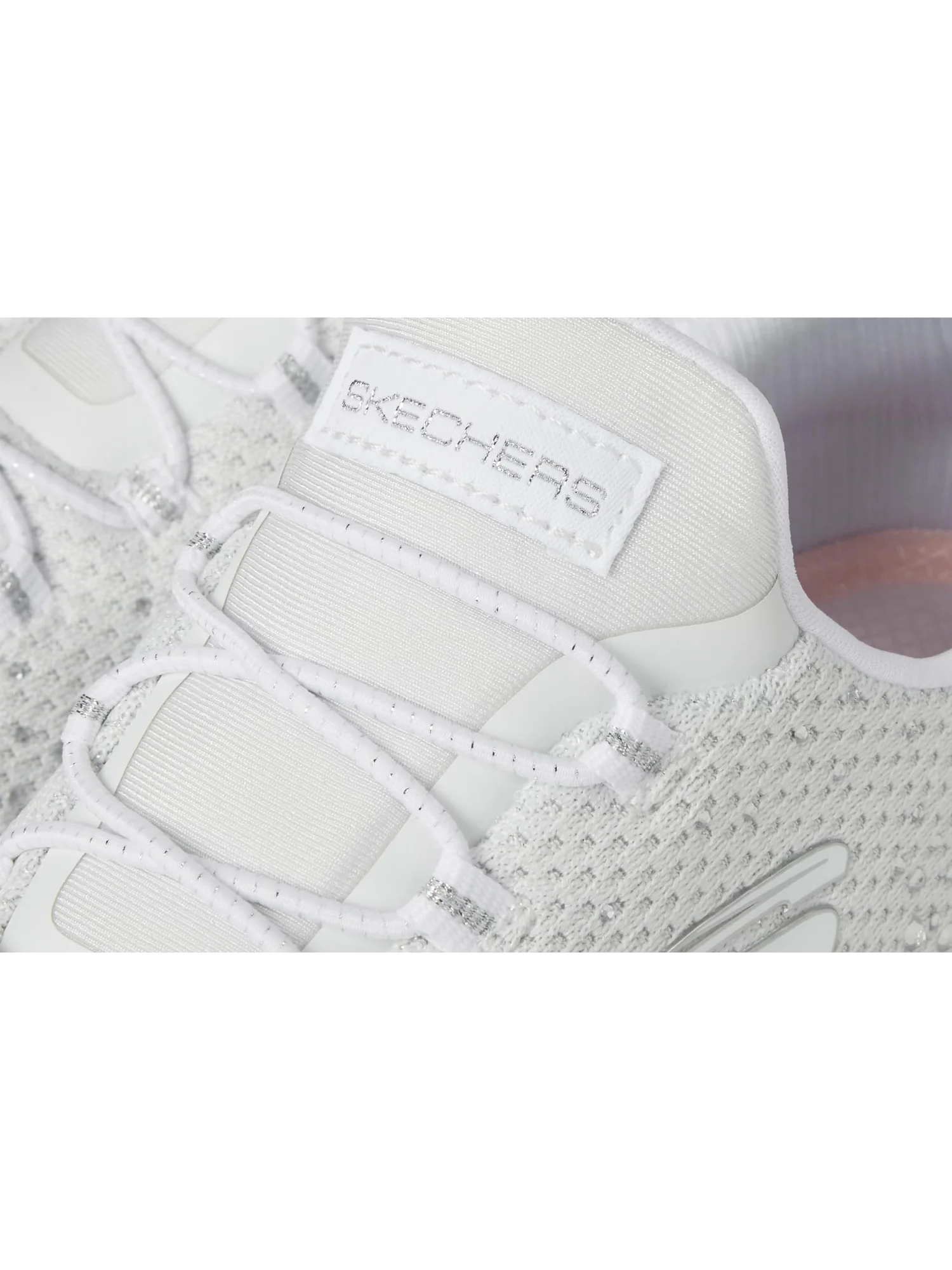 Кроссовки SKECHERS Summits Brilliant Shine Hands Free Slip-INS — изображение 6 из 7, белый серебристый