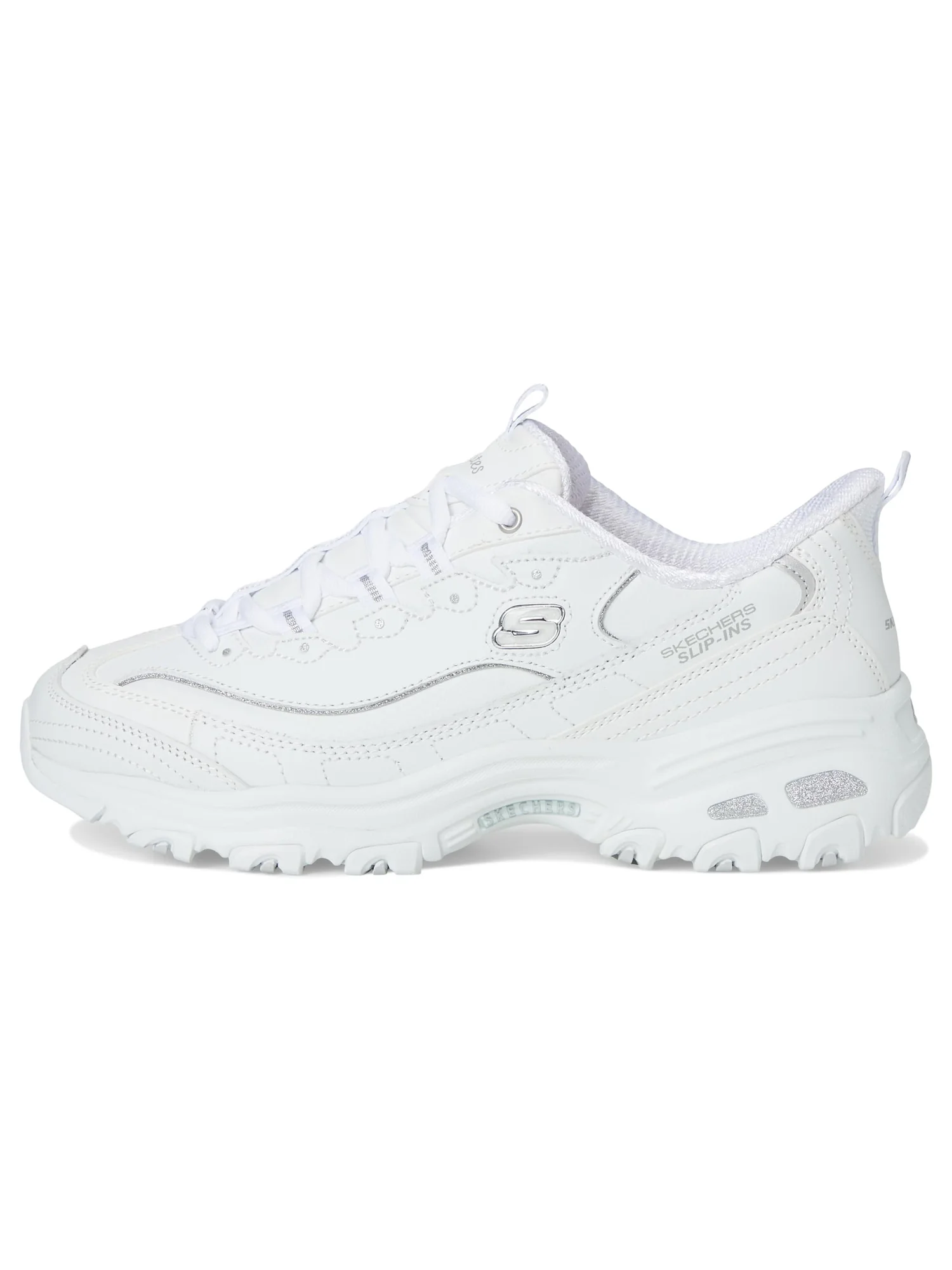 Кроссовки SKECHERS D'Lites Hands Free Slip-INS — изображение 4 из 7, белый серебристый