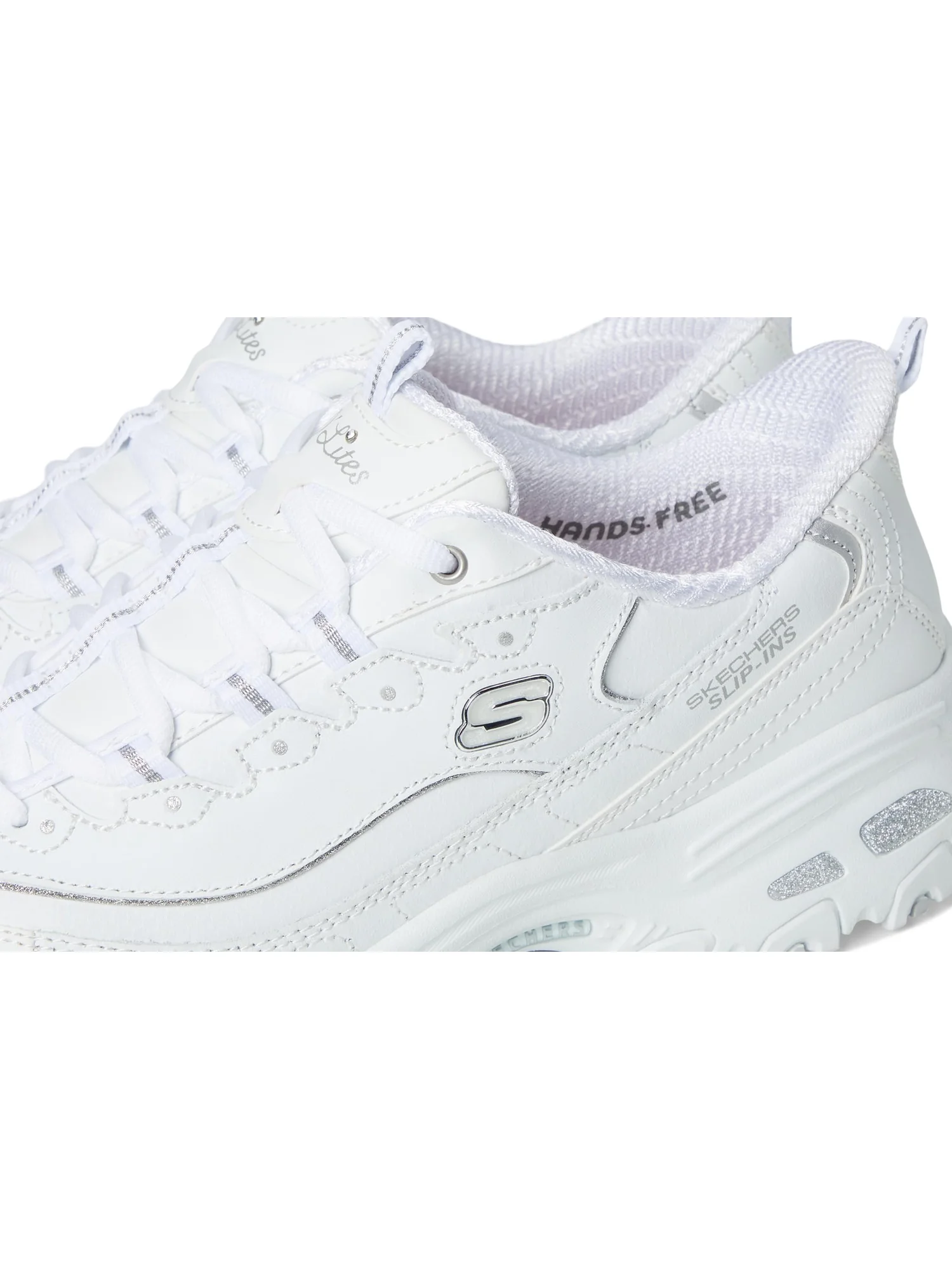 Кроссовки SKECHERS D'Lites Hands Free Slip-INS — изображение 6 из 7, белый серебристый