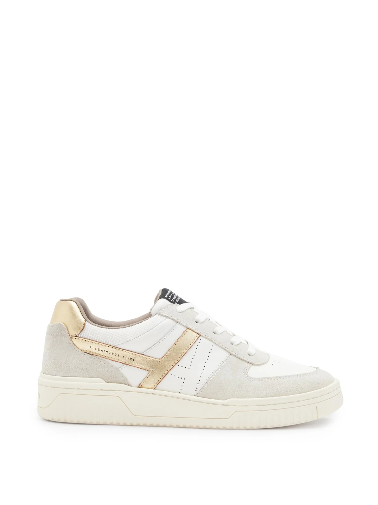Кроссовки AllSaints Vix Suede Sneaker — изображение 4 из 5, белый/золотистый