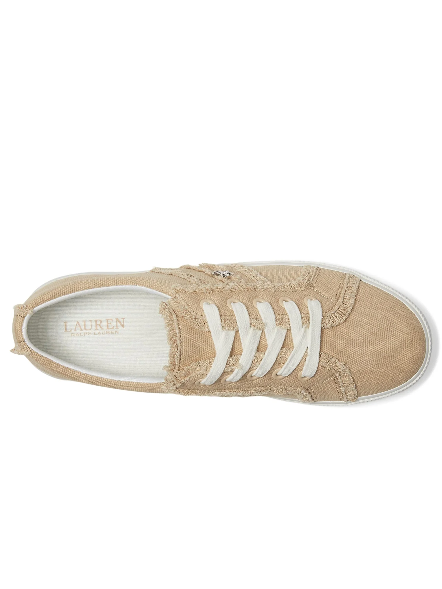 Кроссовки Lauren Ralph Lauren Janson Frayed Canvas Sneakers — изображение 2 из 7, песочный
