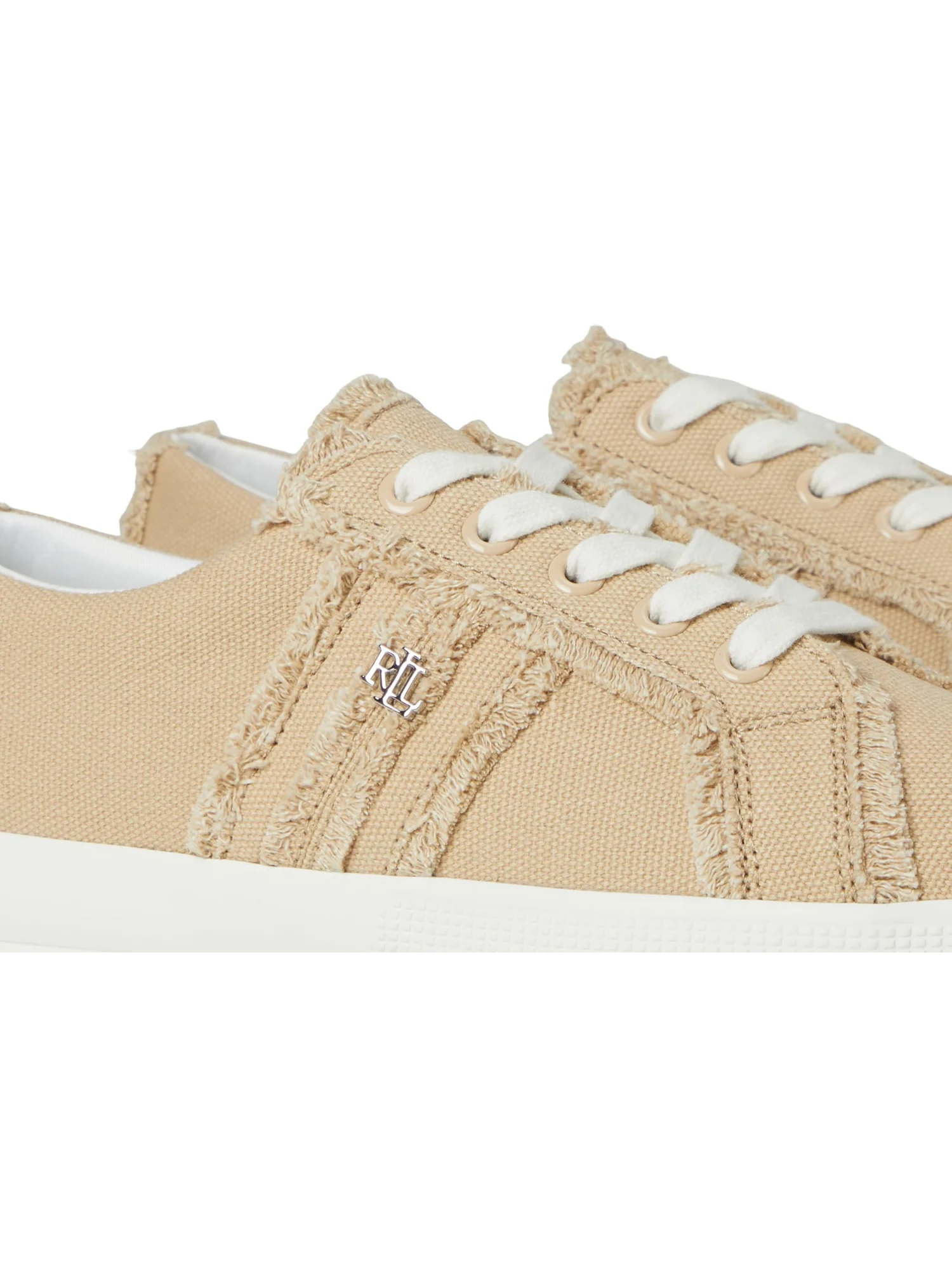 Кроссовки Lauren Ralph Lauren Janson Frayed Canvas Sneakers — изображение 6 из 7, песочный