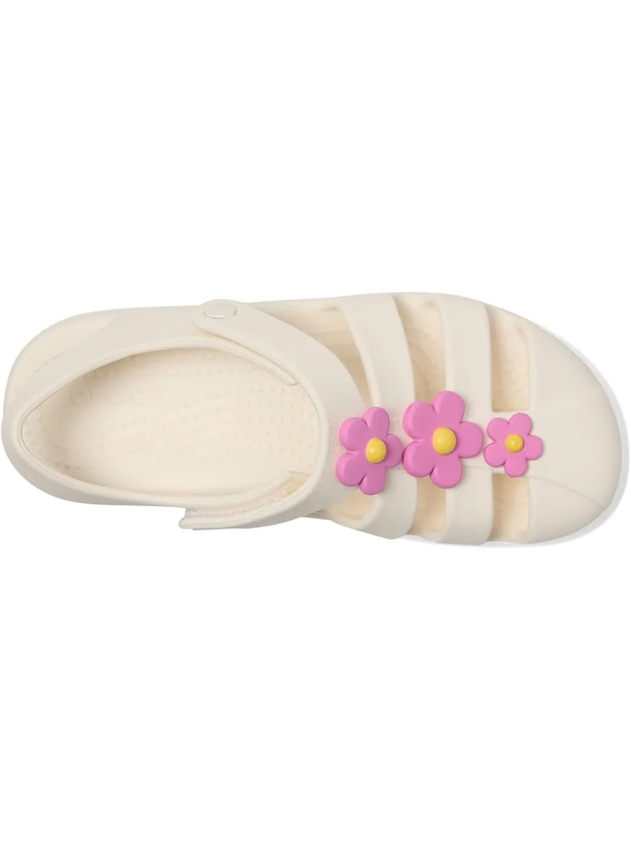 Детские сандалии Crocs Classic Fisherman (Little Kid/Big Kid) Crocs Kids — изображение 2 из 7, мел/цветок