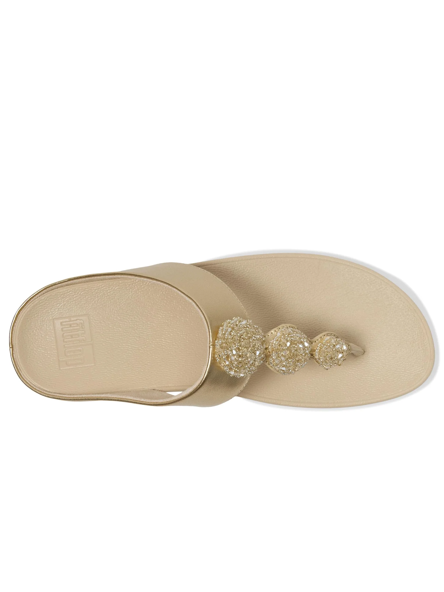 Сандалии FitFlop Fino Beadie-Button Metallic Toe-Post Sandals — изображение 2 из 7, платиновый