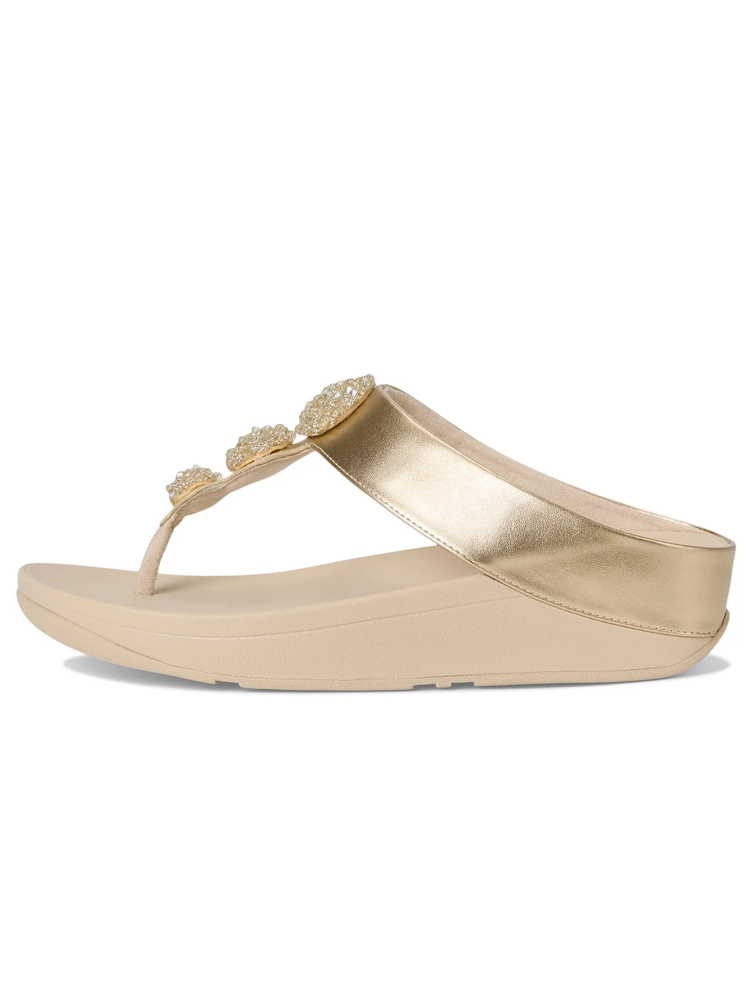 Сандалии FitFlop Fino Beadie-Button Metallic Toe-Post Sandals — изображение 4 из 7, платиновый