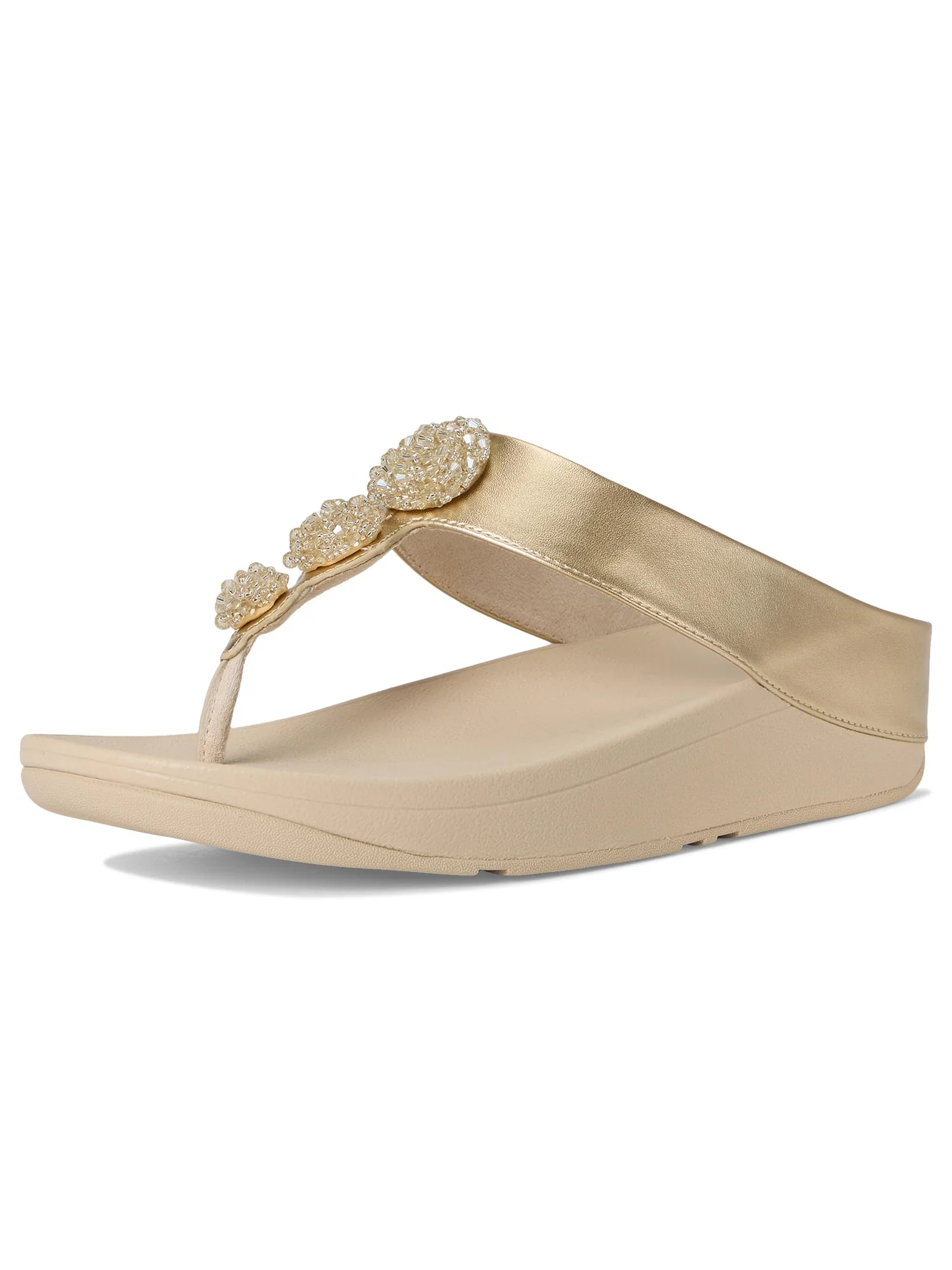 Сандалии FitFlop Fino Beadie-Button Metallic Toe-Post Sandals — изображение 7 из 7, платиновый