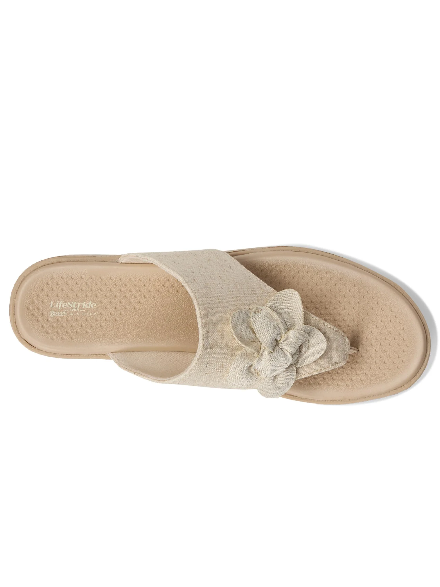 Сандалии LifeStride Bloom Thongs, цвет Natural Stretch Linen Fabric — изображение 2 из 7
