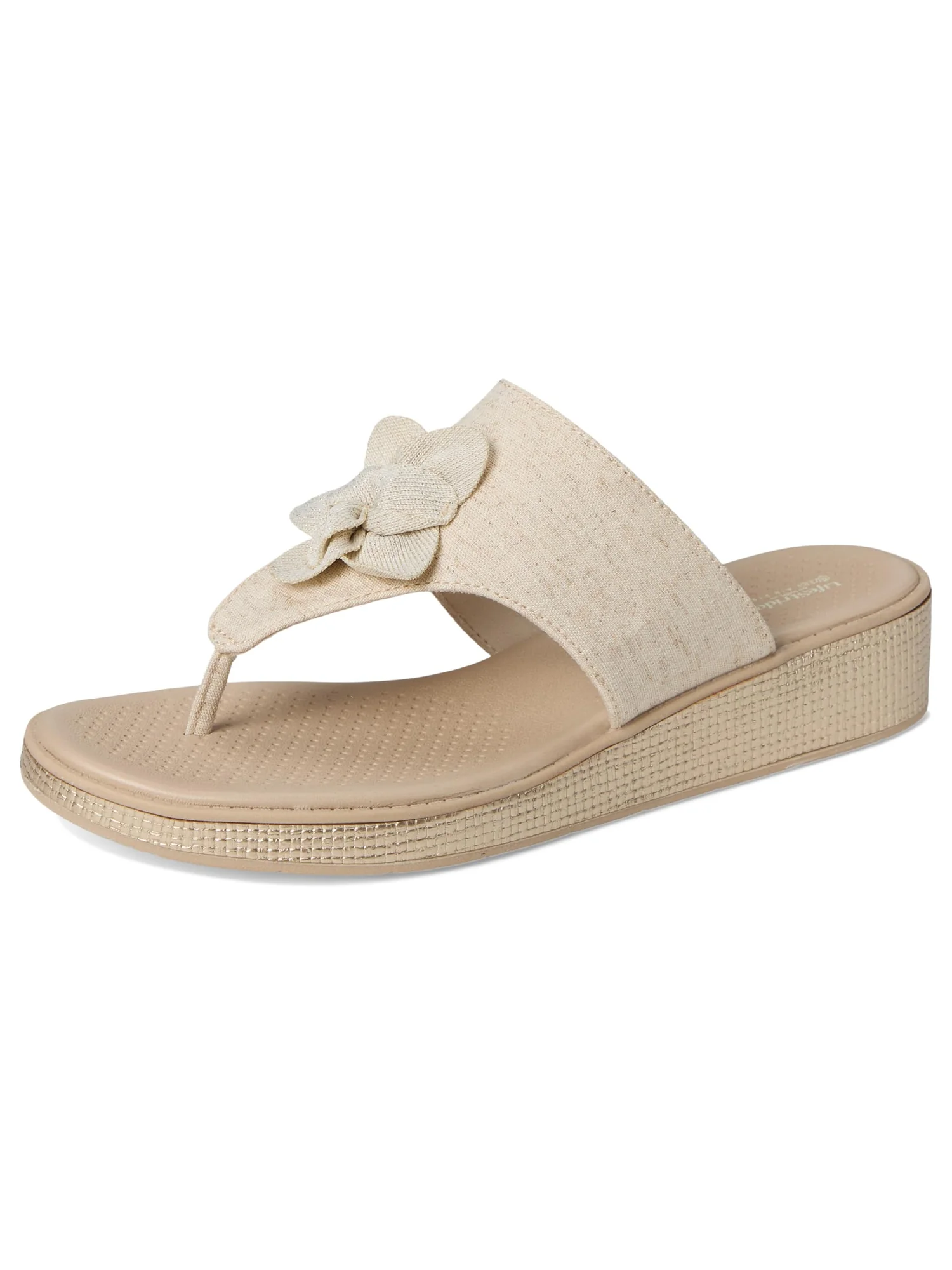 Сандалии LifeStride Bloom Thongs, цвет Natural Stretch Linen Fabric — изображение 7 из 7
