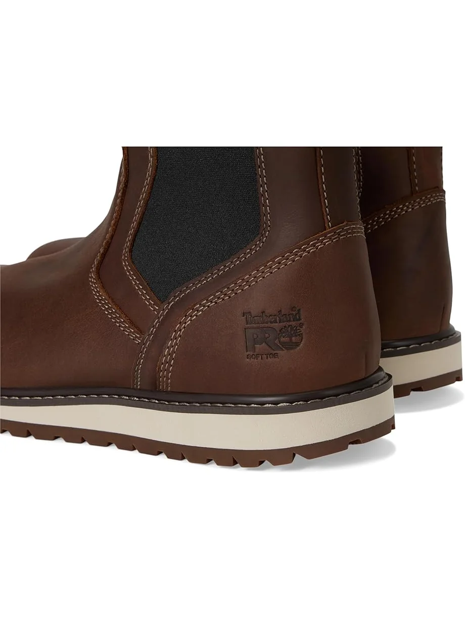 Ботинки челси Timberland PRO Irvine кожаные с контрастной строчкой — изображение 6 из 7, коричневый