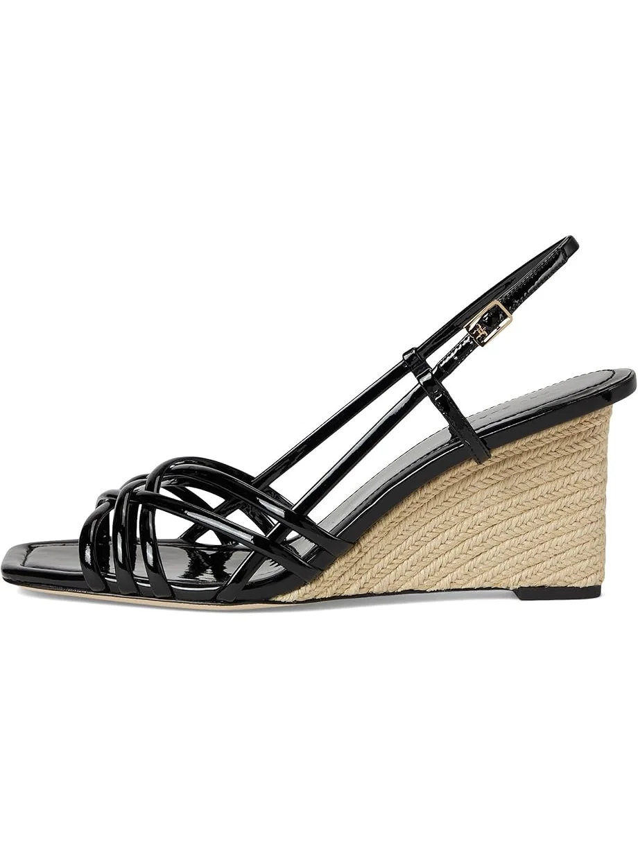 Туфли Tory Burch Multi Strap Wedge Sandals 75mm — изображение 4 из 7, черный/черный