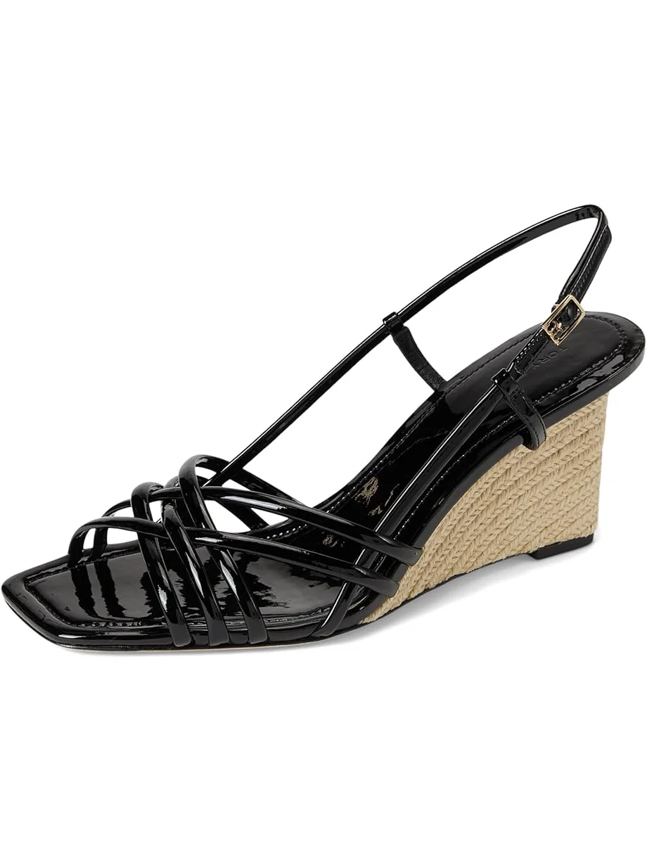 Туфли Tory Burch Multi Strap Wedge Sandals 75mm — изображение 7 из 7, черный/черный