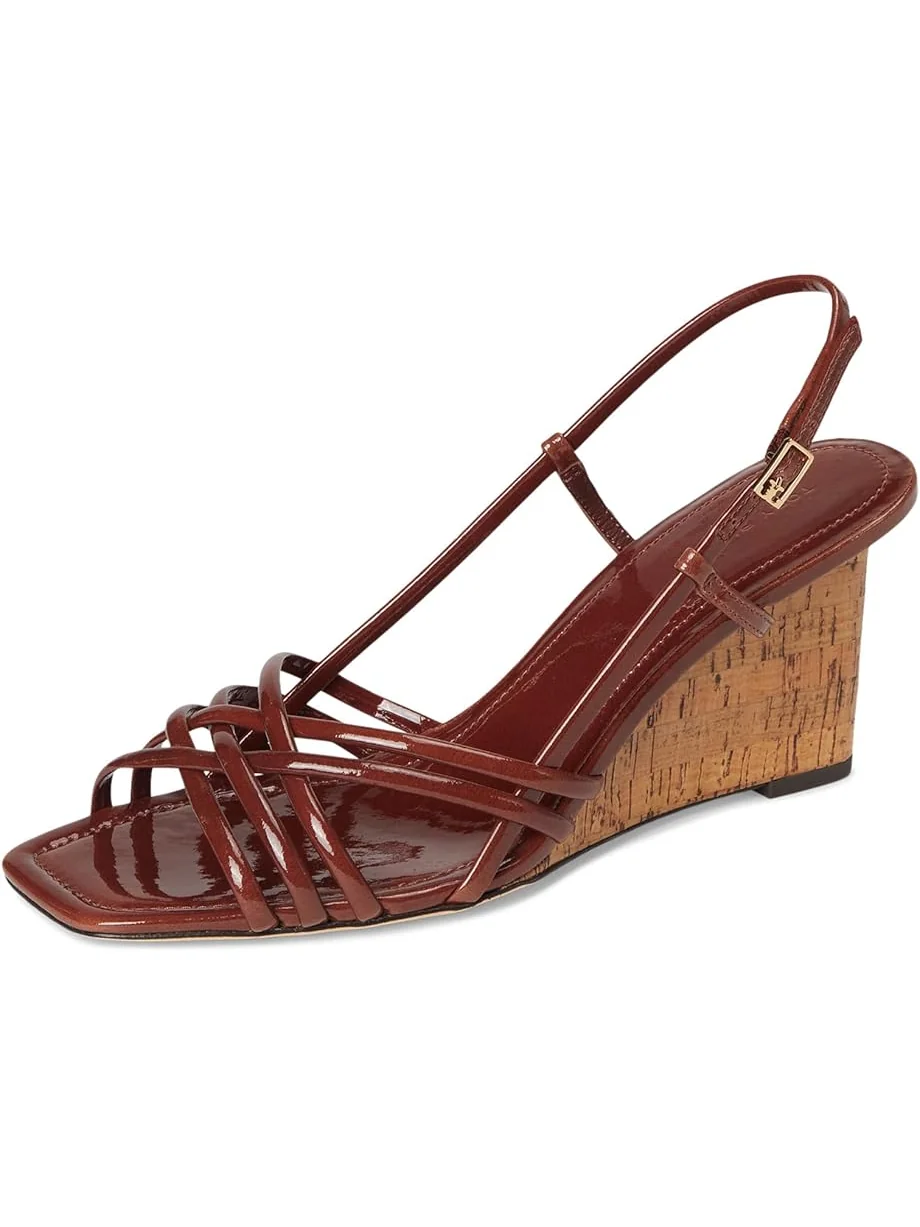 Туфли Tory Burch Multi Strap Wedge Sandals 75mm — изображение 7 из 7, коричневый/коричневый