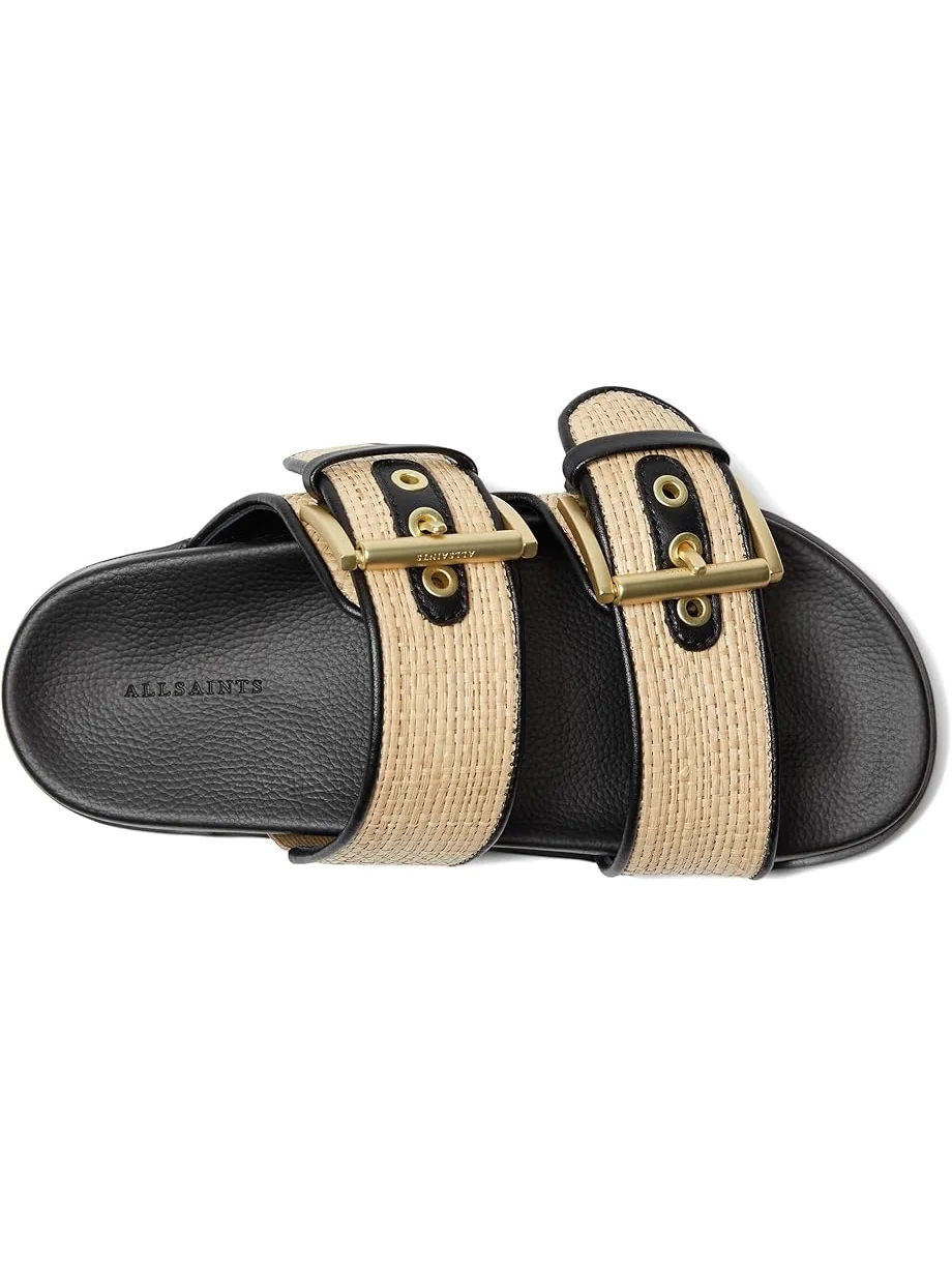 Сандалии AllSaints Sian Raffia Sandals — изображение 2 из 7, натуральный/черный