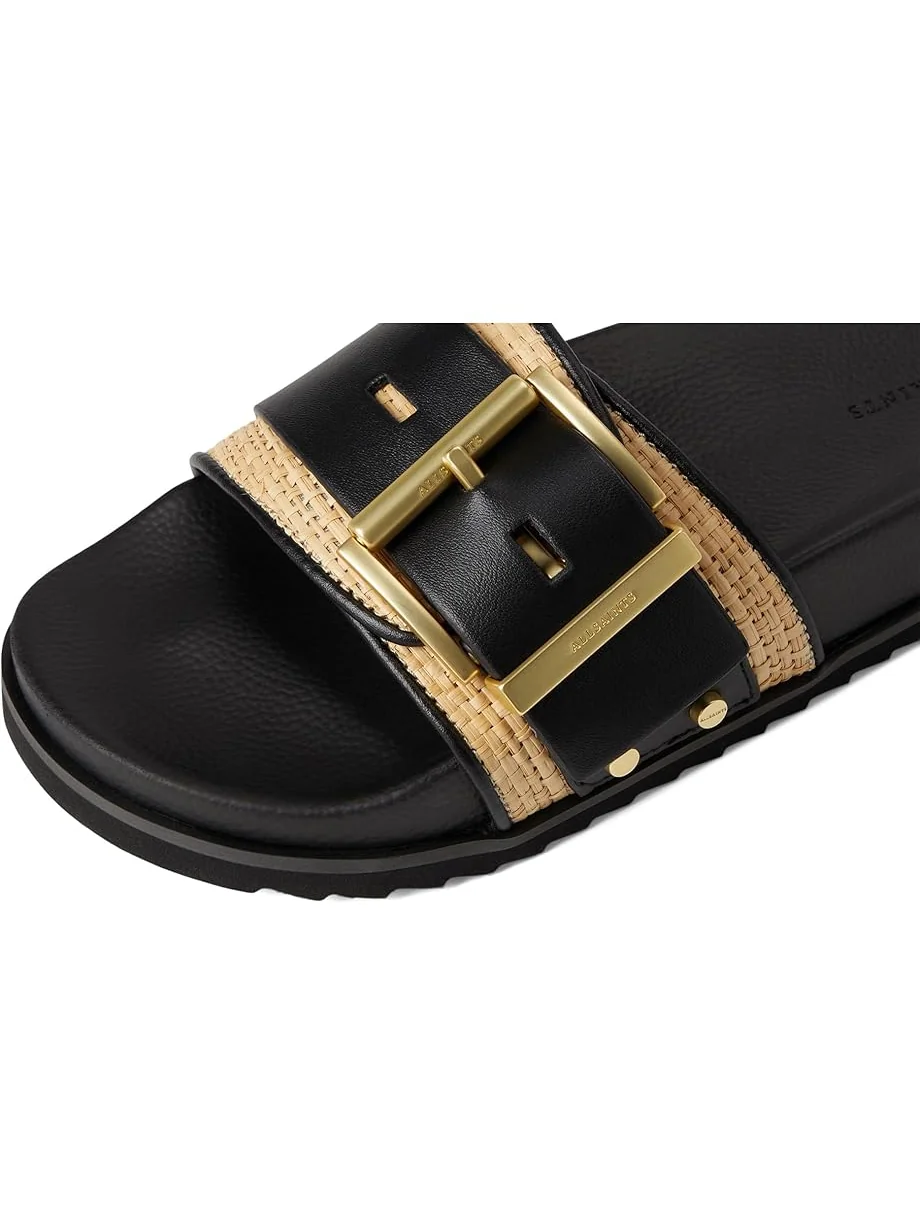 Сандалии AllSaints Ellie Raffia Slider — изображение 6 из 7, натуральный/черный