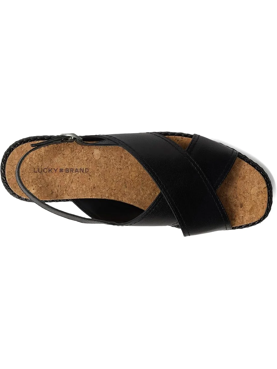 Туфли Lucky Brand Pebina Cross Band Wedge Sandals — изображение 2 из 7, черный