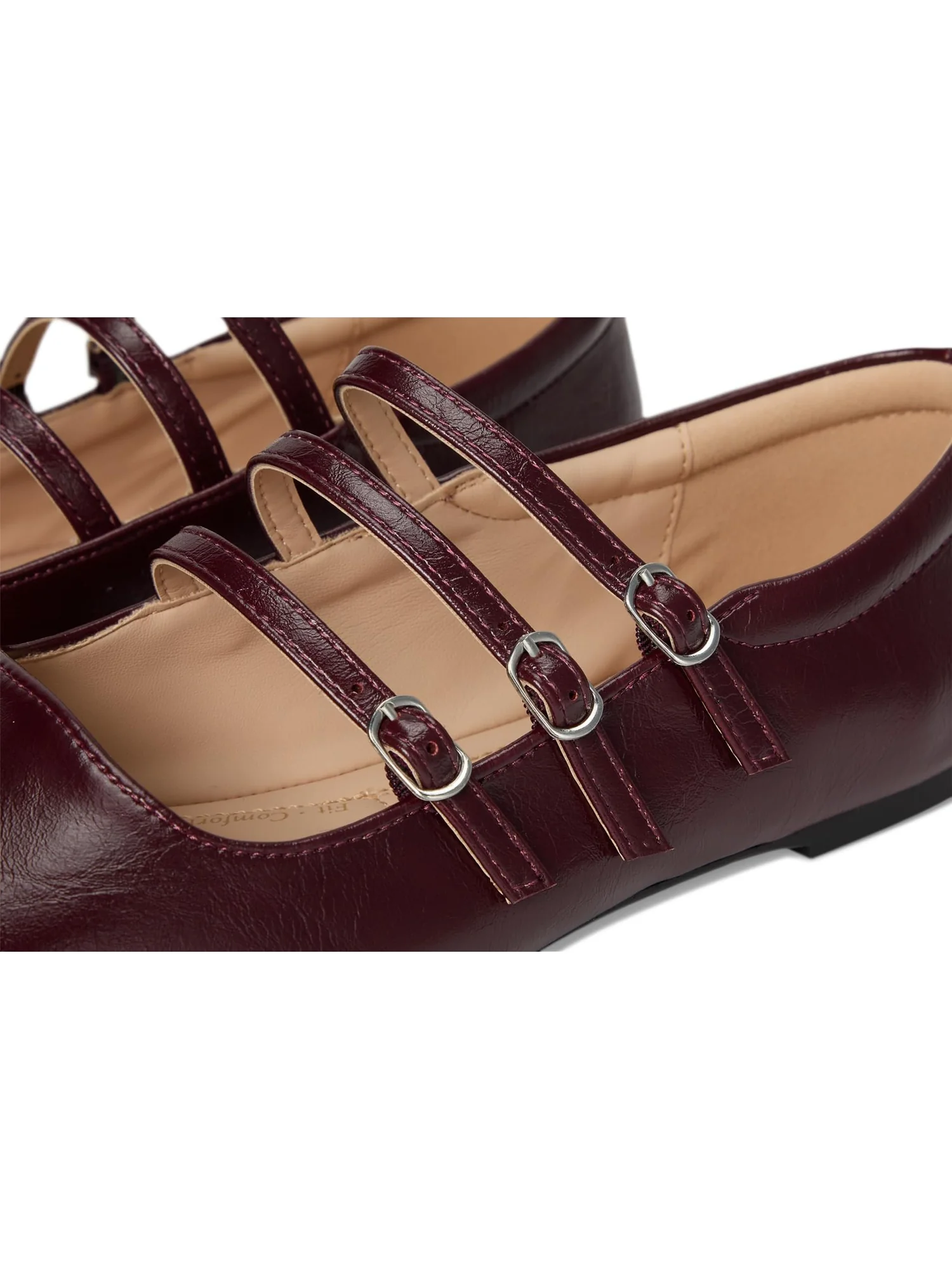Балетки Journee Collection Women's Darlin, Crinkle/Oxblood — изображение 6 из 7, бордовый